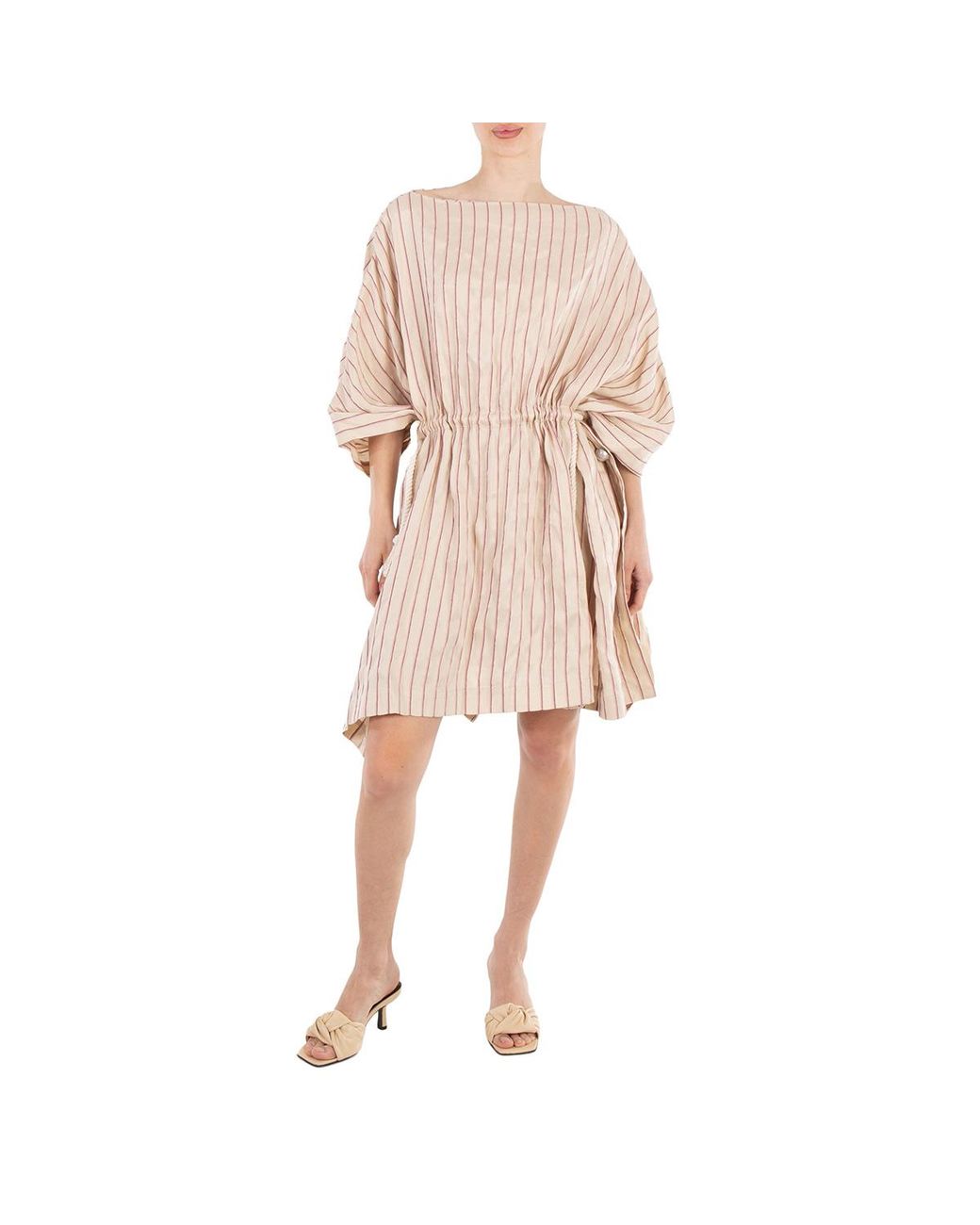 BENJAMIN BENMOYAL Natural Ladies Striped Linen Boatneck Tunic Dress, Brand Size 2