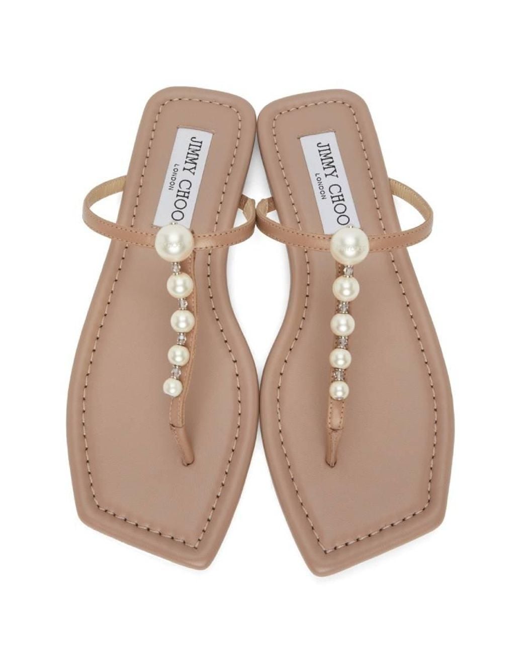 Jimmy Choo Brown Alaina Embellished Faux Pearl Sandals, Brand Size 35.5 Us