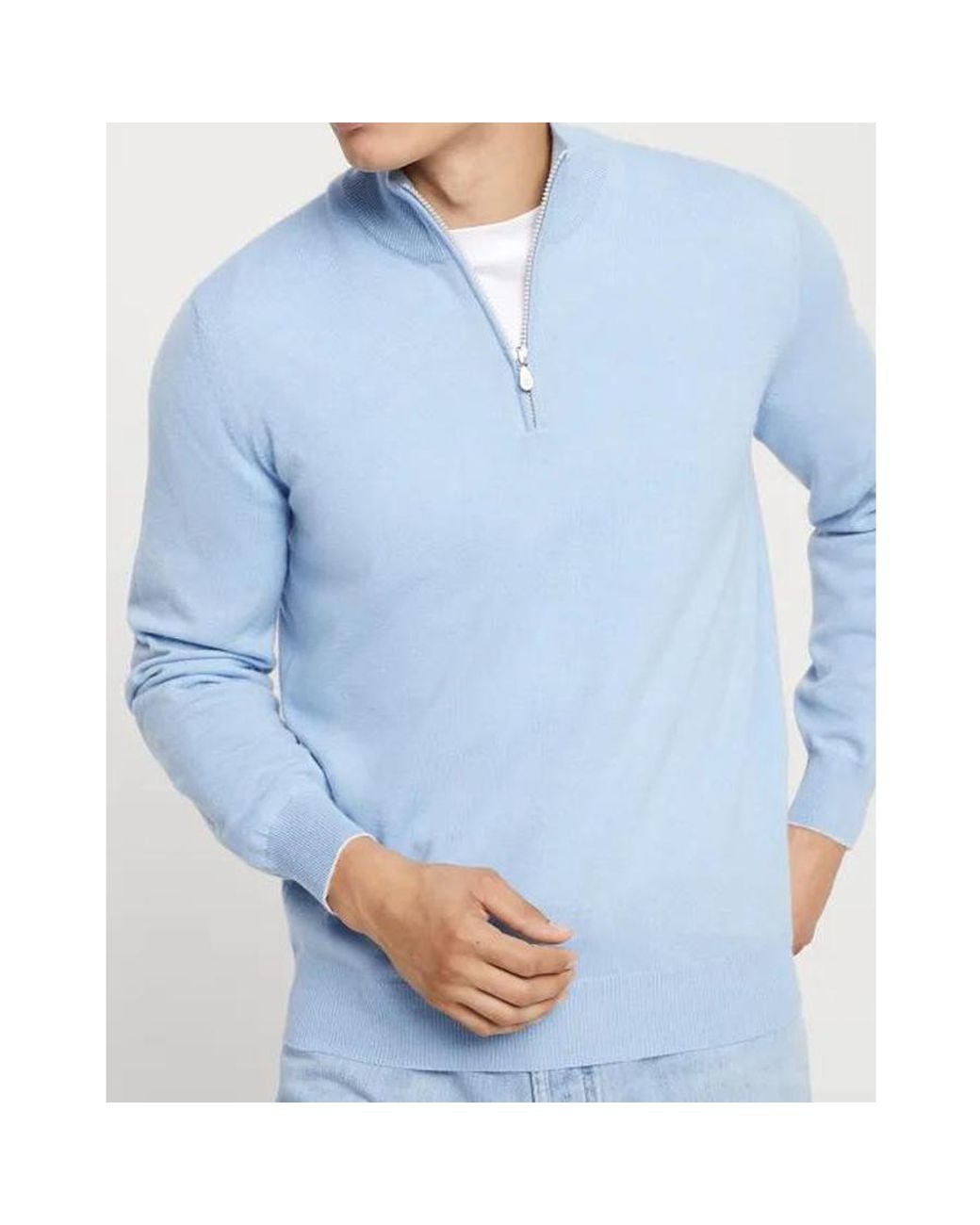Brunello Cucinelli Blue Cashmere Knit Sweater, Brand Size 44 (Us for men