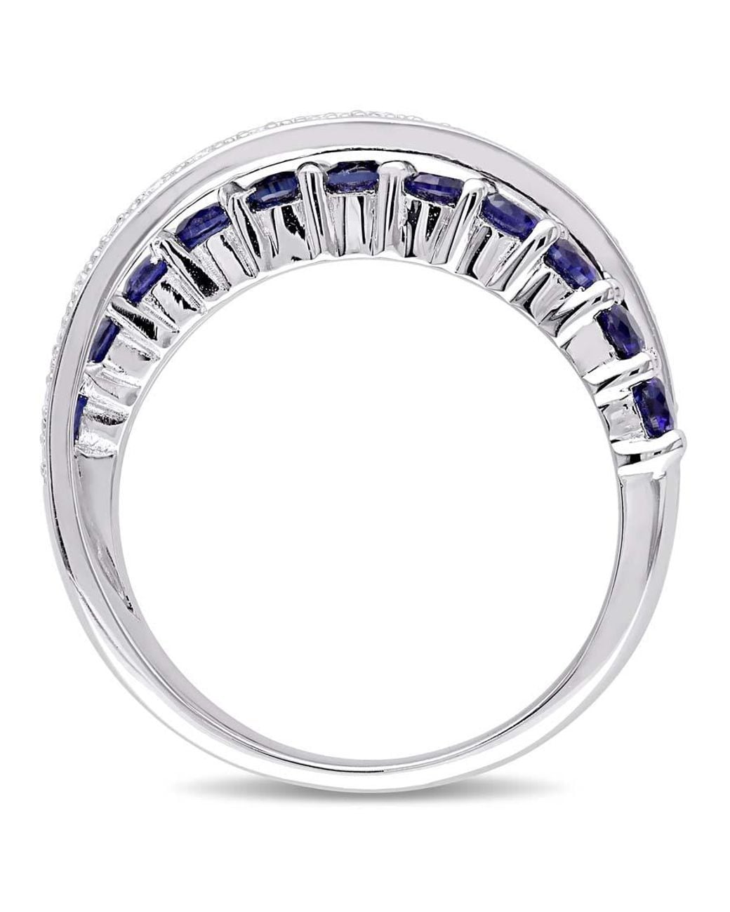 Amour Blue 1/10 Ct Tw Diamond And Created Sapphire Crossover Ring for men
