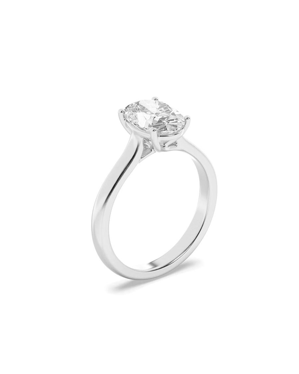 Mure And Co White 1.5Ctw Oval Shaped Lab Grown Diamond (F/Vs) Plain Cathedral Trellis Shank Solitaire Engagement Ring for men