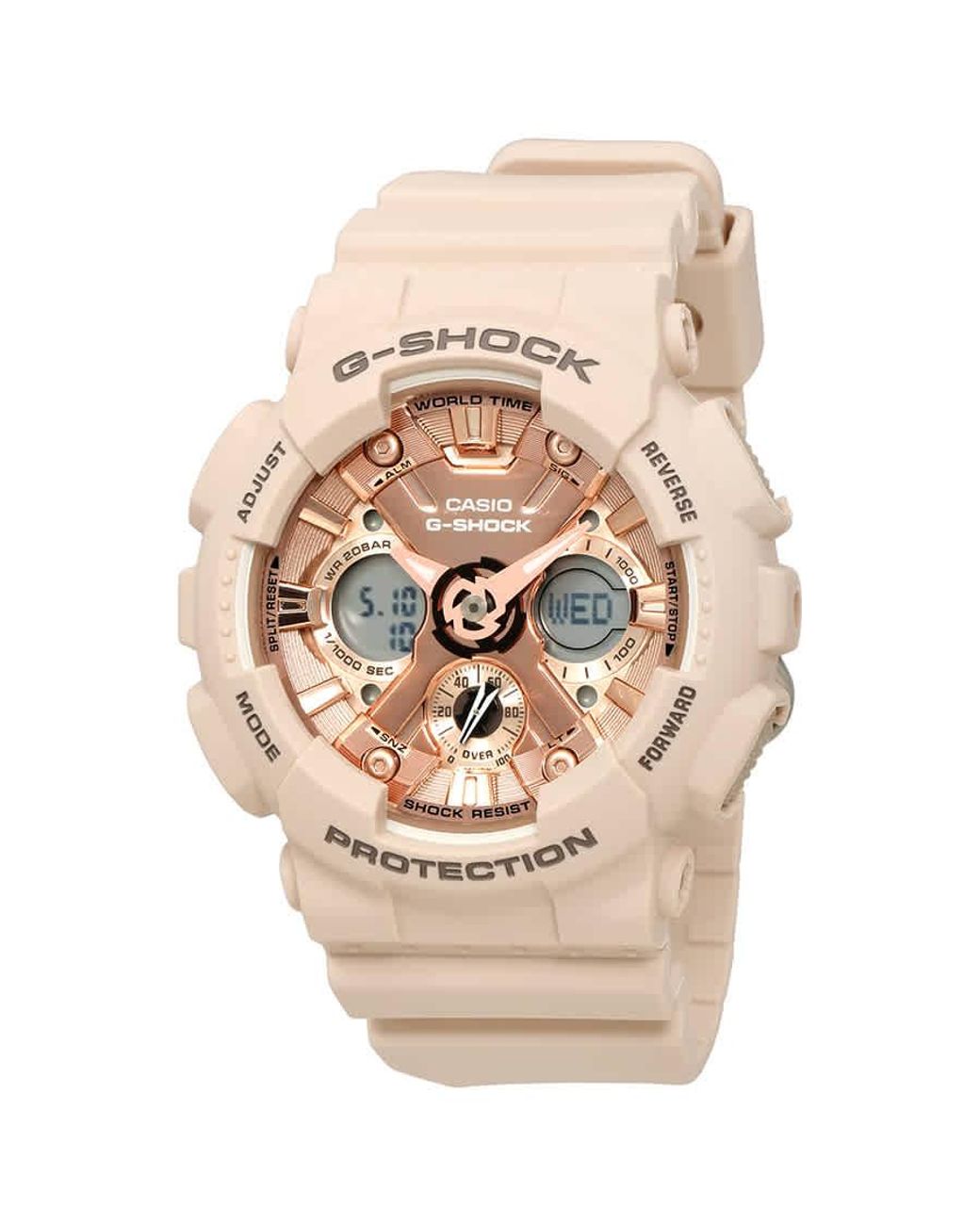 G Shock G Shock Rose Gold Tone Dial Unisex Watch S120mf 4acr In Gold Tone Pink Rose Gold Tone Metallic Lyst