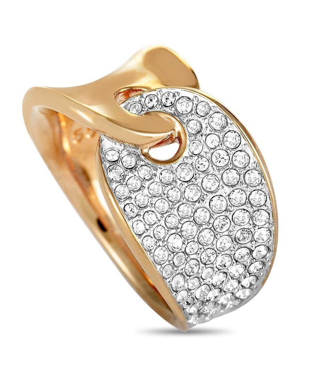 Swarovski Metallic Guardian Stainless Steel Rose Plated And Crystal Interlocking Band Ring for men