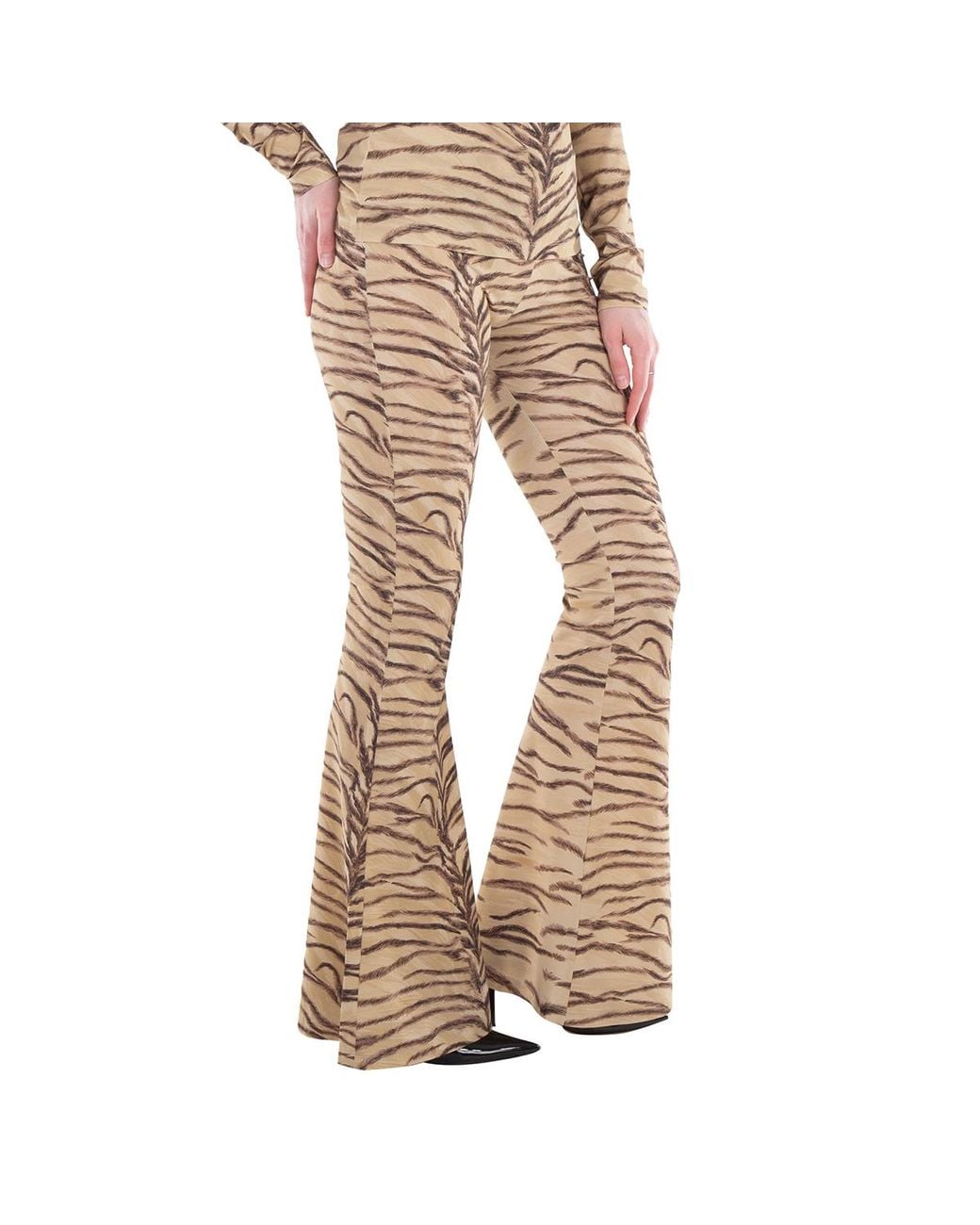 Stella McCartney Natural All-Over Motif High-Rise Flared Pants