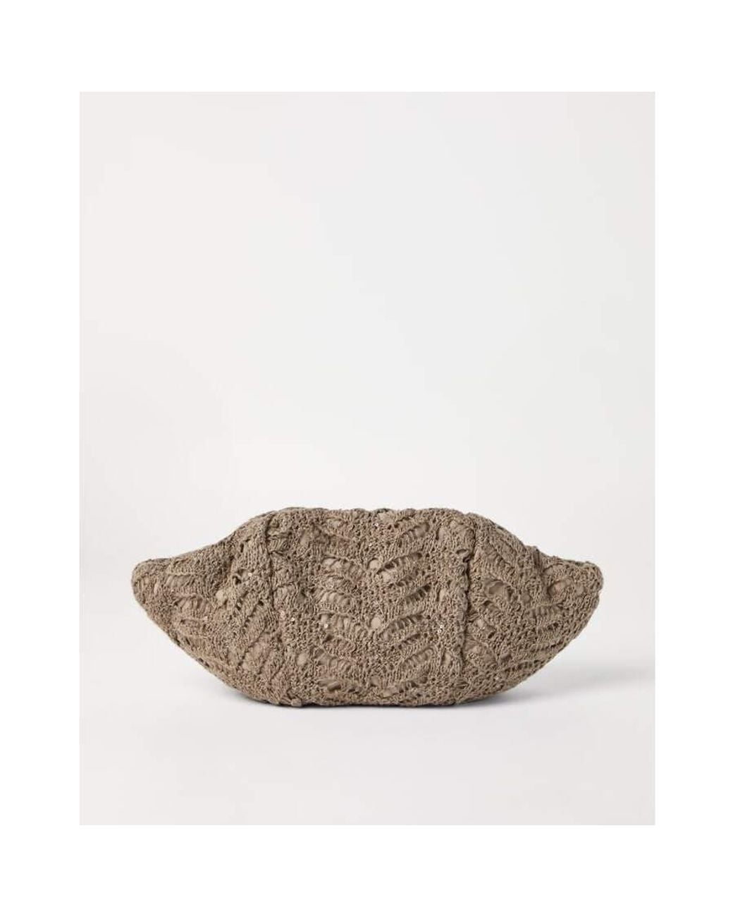 Brunello Cucinelli Brown Taupe Leather Woven Bag for men