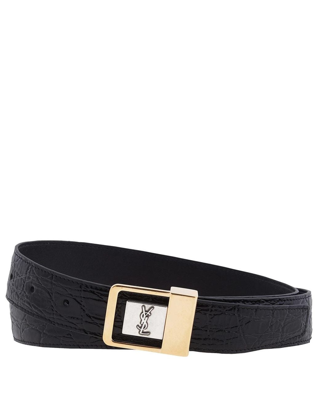 Saint Laurent Black Boucle La 66 Leather Belt for men