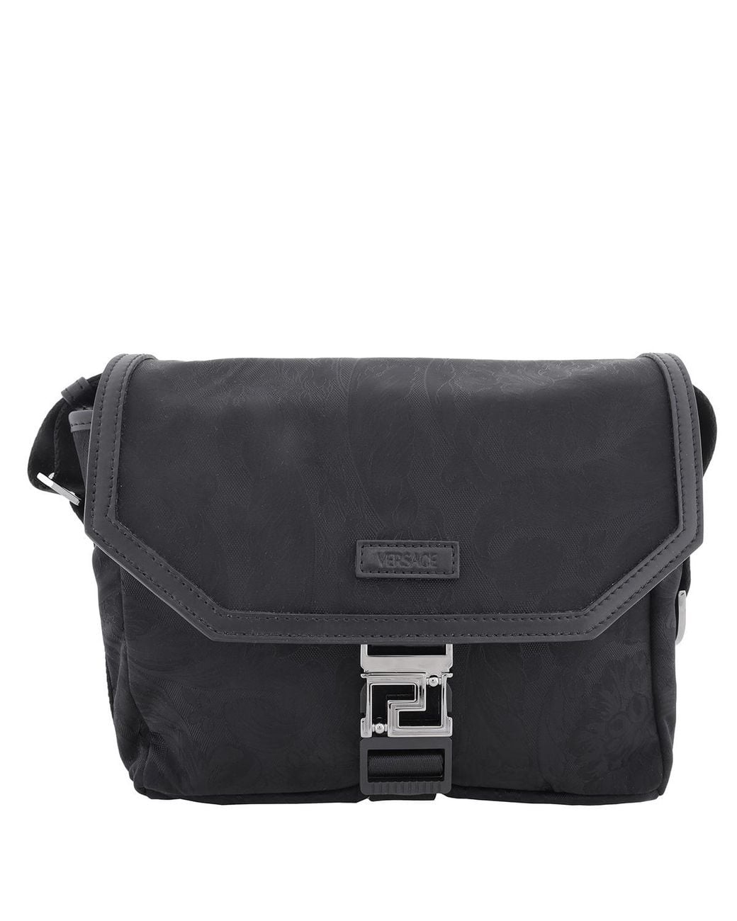 Versace Black Neo Nylon Jacquard Messenger Bag for men