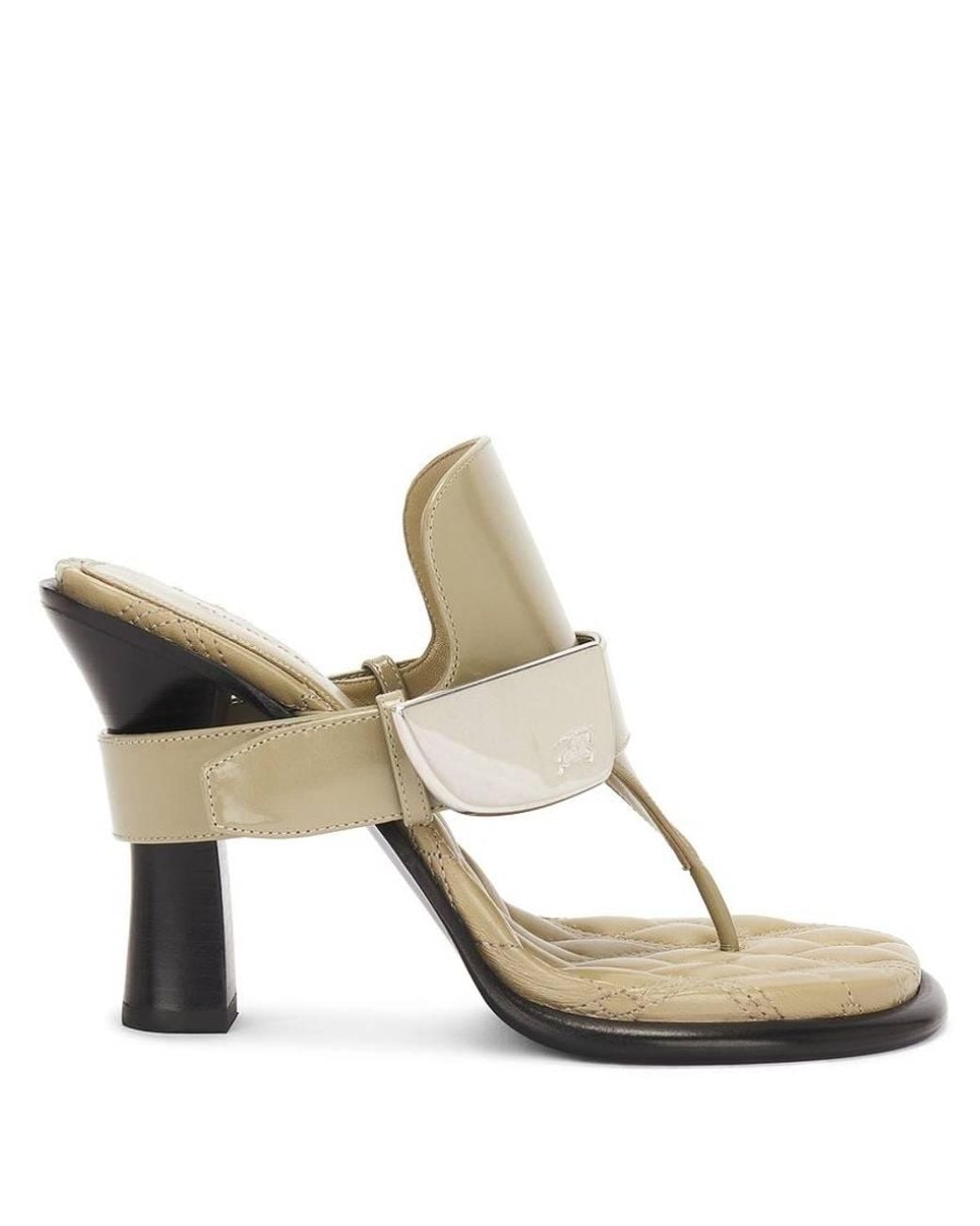 Burberry Metallic Bay Ekd Heeled Sandals, Brand Size 39 Us