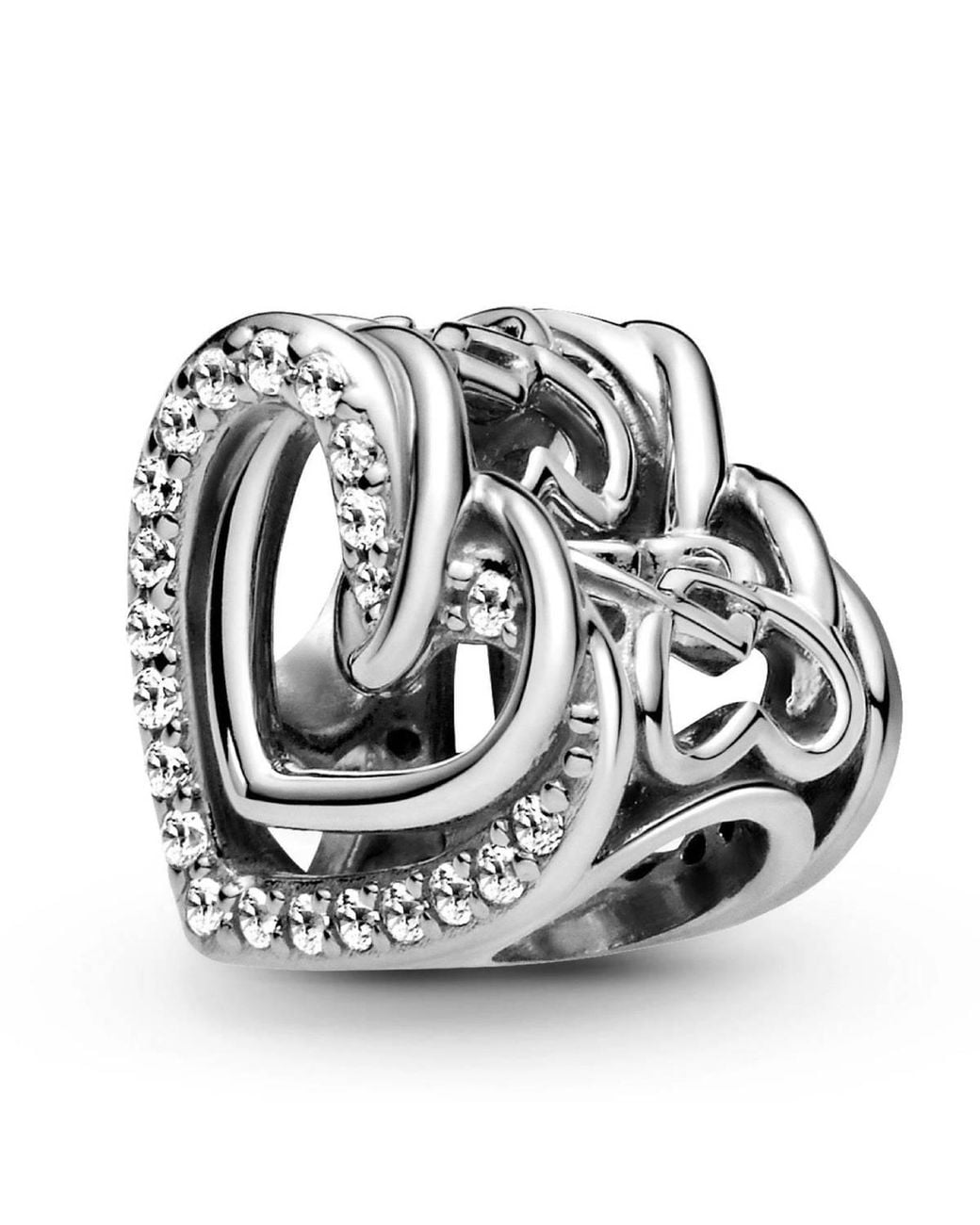 Pandora Metallic Ladies Sparkling Entwined Hearts Charm for men