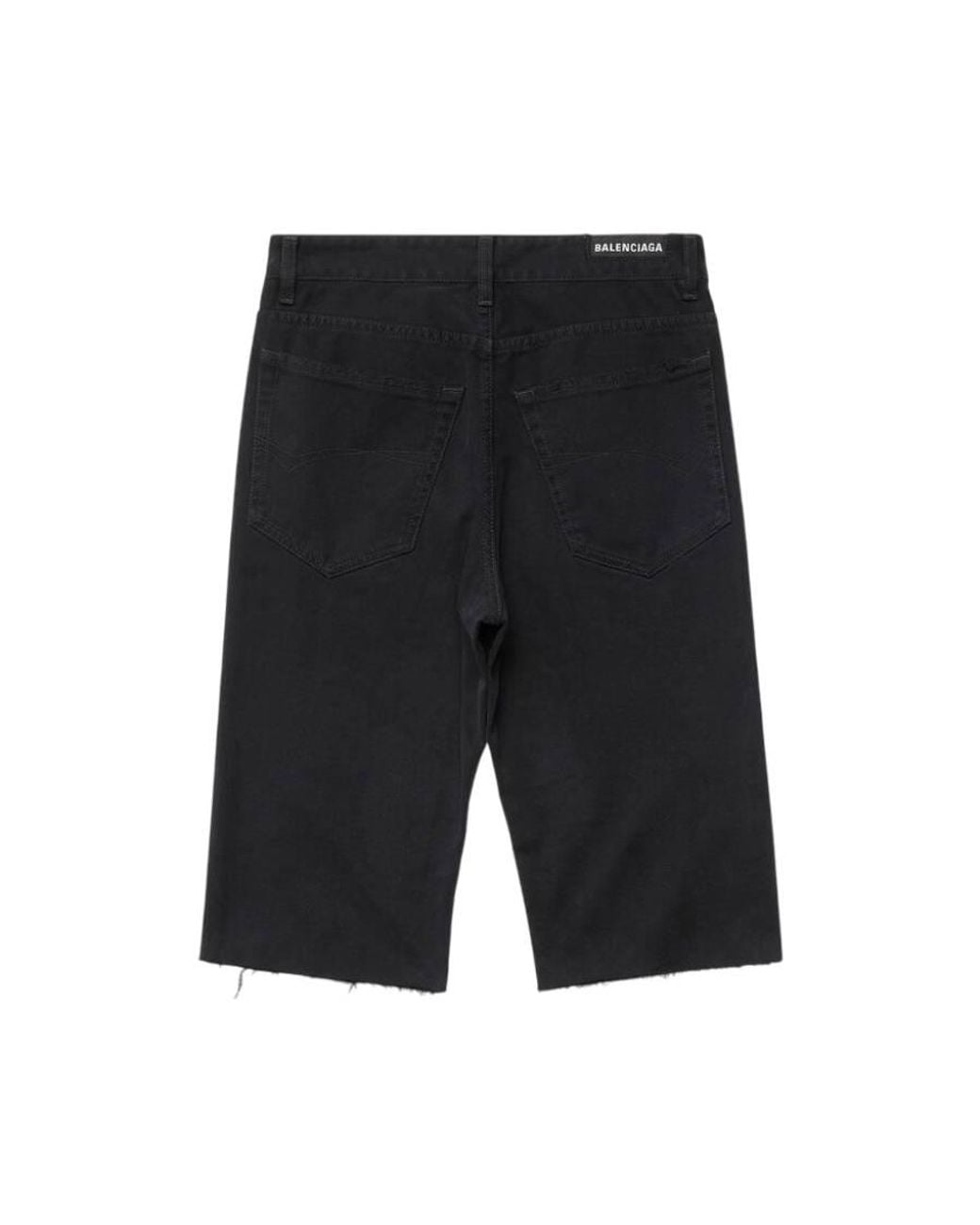 Balenciaga Black Distressed-Effect Denim Shorts for men