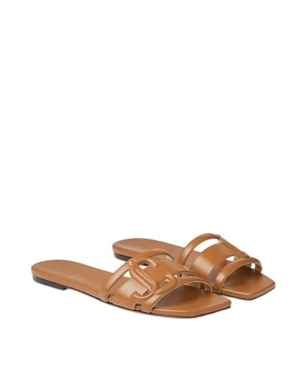 Jimmy Choo Brown Laran Nappa Leather Slides, Brand Size 34.5 Us
