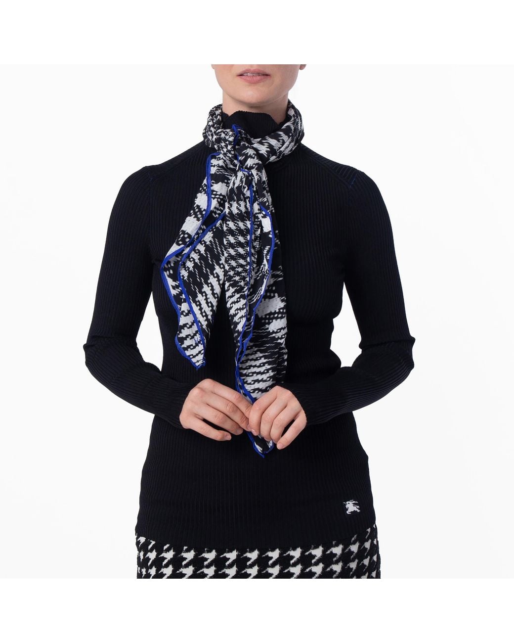 Burberry Blue Scarf Rib Knit Sweater