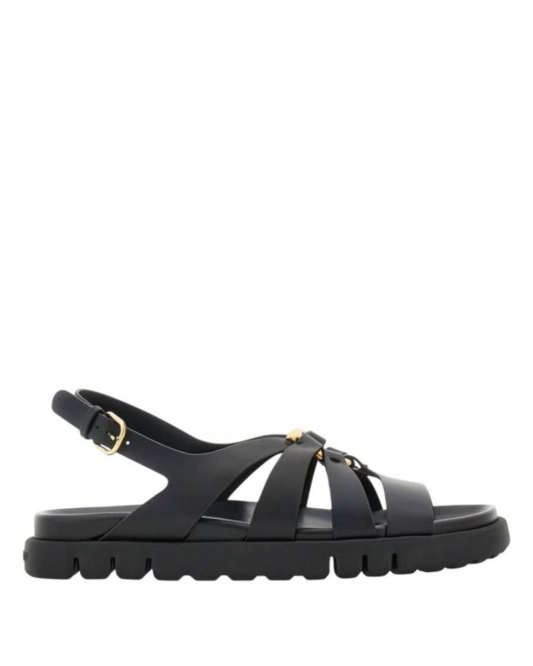 Ferragamo Black Gancini Ornament Flat Sandals