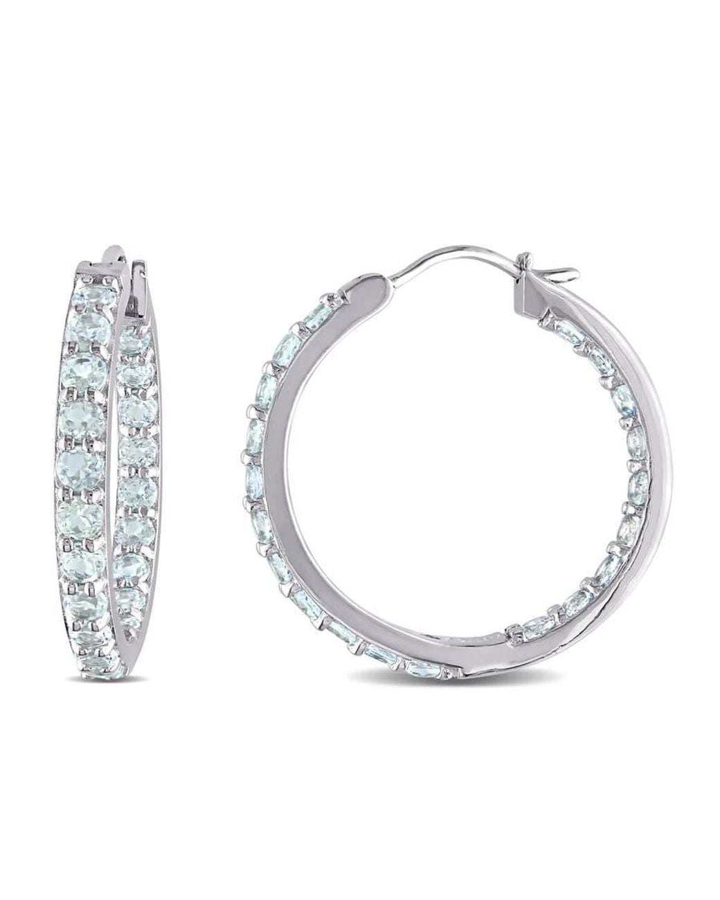Amour Metallic Aquamarine Inside Outside Hoop Earrings for men