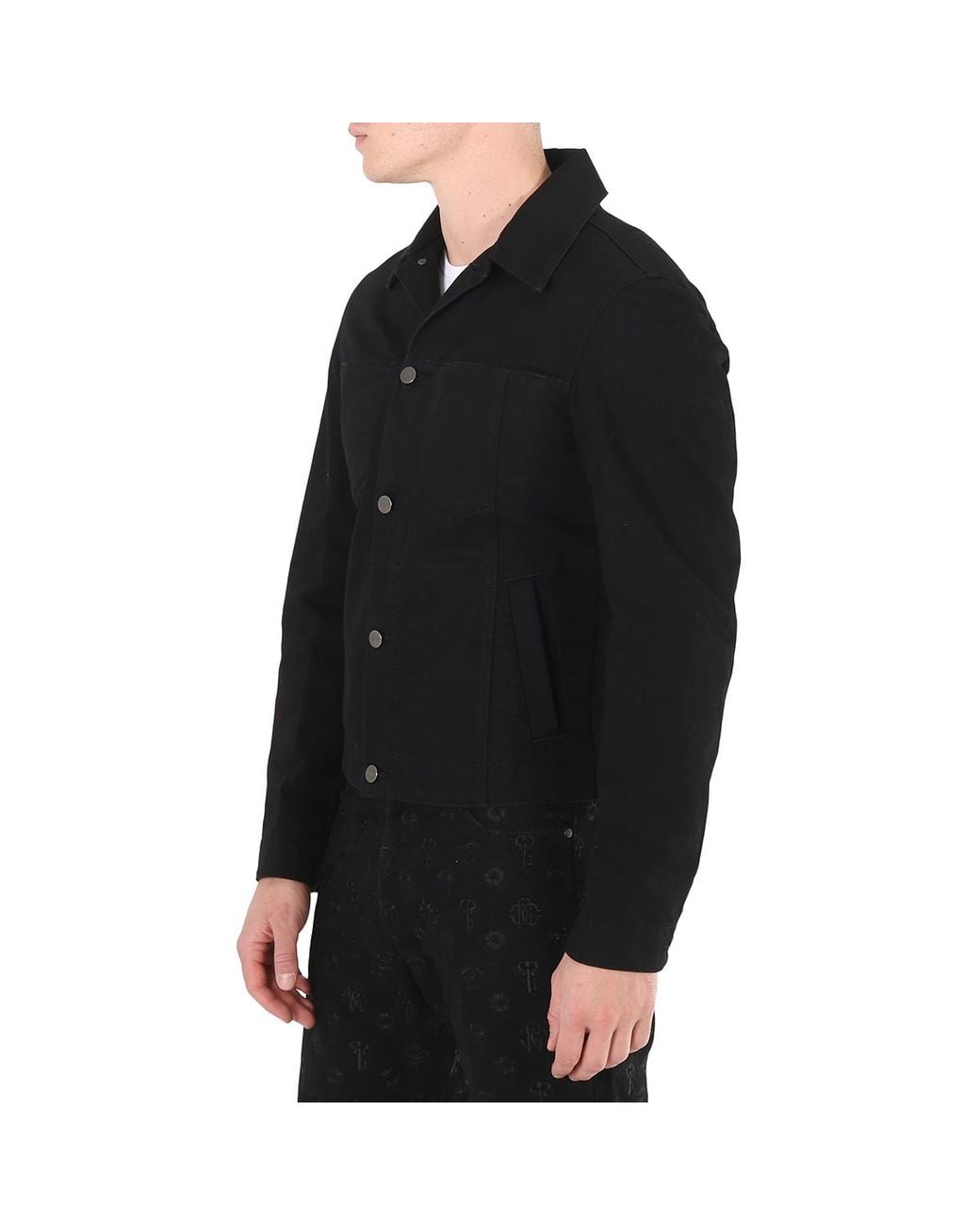 Roberto Cavalli Black Lucky Symbol Embroidered Cotton Denim Jacket, Brand Size 54 (Us for men