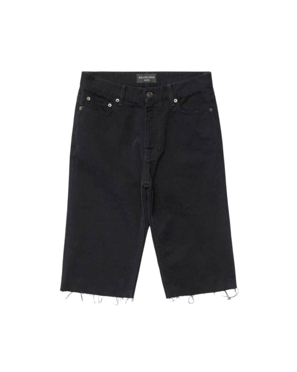 Balenciaga Black Distressed-Effect Denim Shorts for men
