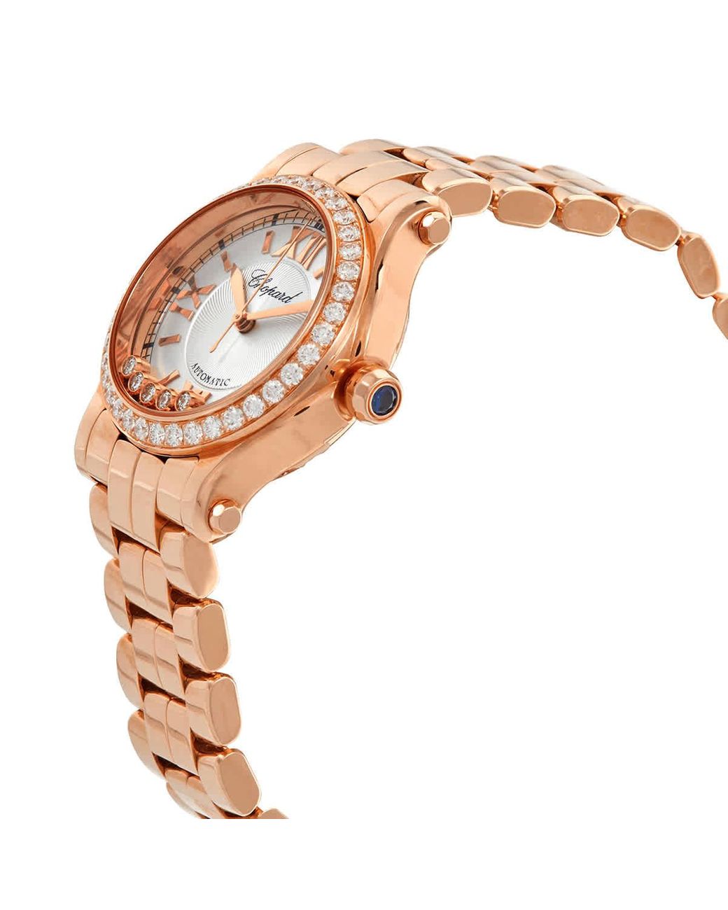 Chopard Happy Sport Silver Dial 18 Carat Rose Gold Watch in