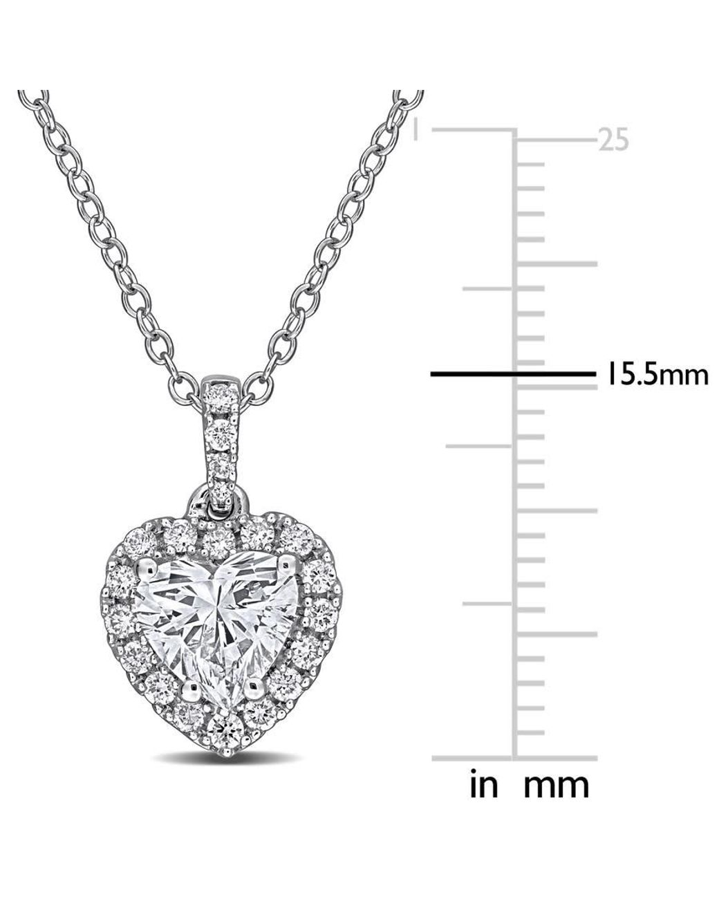 Created Forever Metallic 1 1/8Ct Tgw Heart And Round-Cut Lab Grown Diamond Halo Pendant With Chain for men
