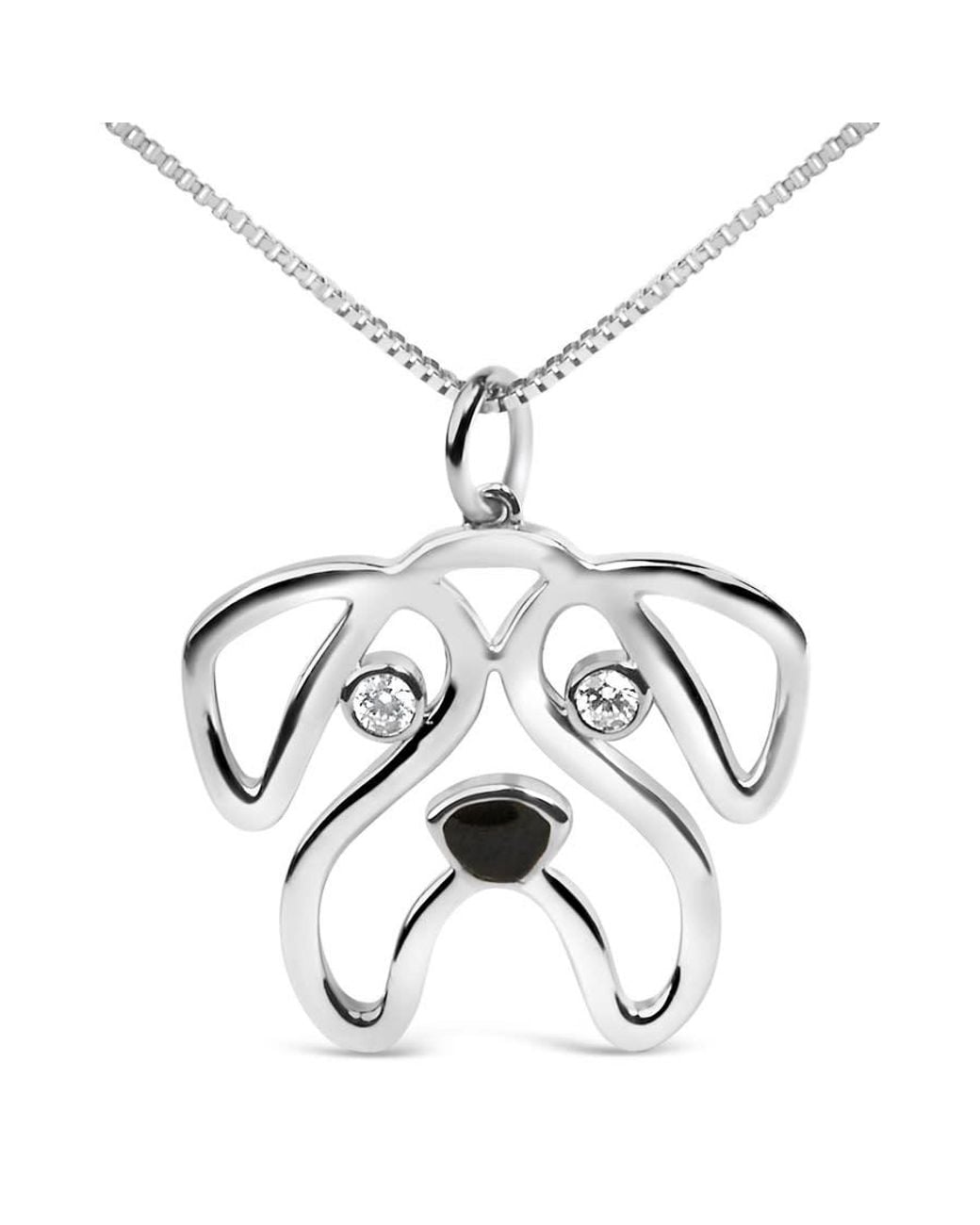 Haus of Brilliance Metallic 925 Sterling Diamond Accent Pug Dog Pendant Necklace (I-J Color, I2-I3 Clarity) for men