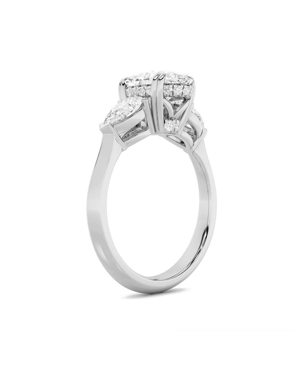 Mure And Co White 3Ctw Oval Shaped Lab Grown Diamond (F/Vs) Three Stone Hidden Halo Ring for men