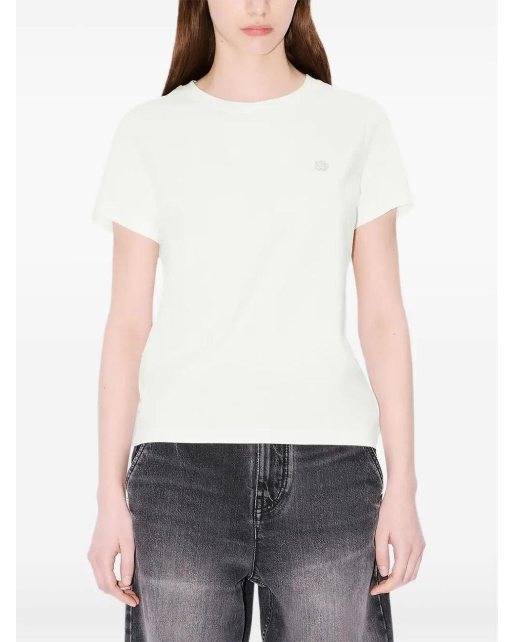 KENZO White Boke Flower Embroidered Cotton T-Shirt