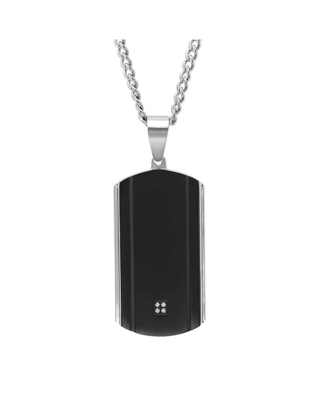 Robert Alton Black 1/10Ctw Diamond And Stainless Steel Jewelry Set for men