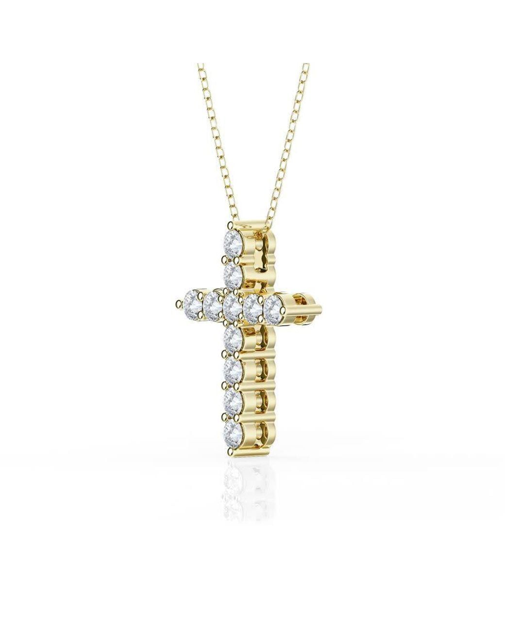 Brilliant Diamond Metallic 1 Carat Lab Grown Diamond Cross Pendant Necklace for men