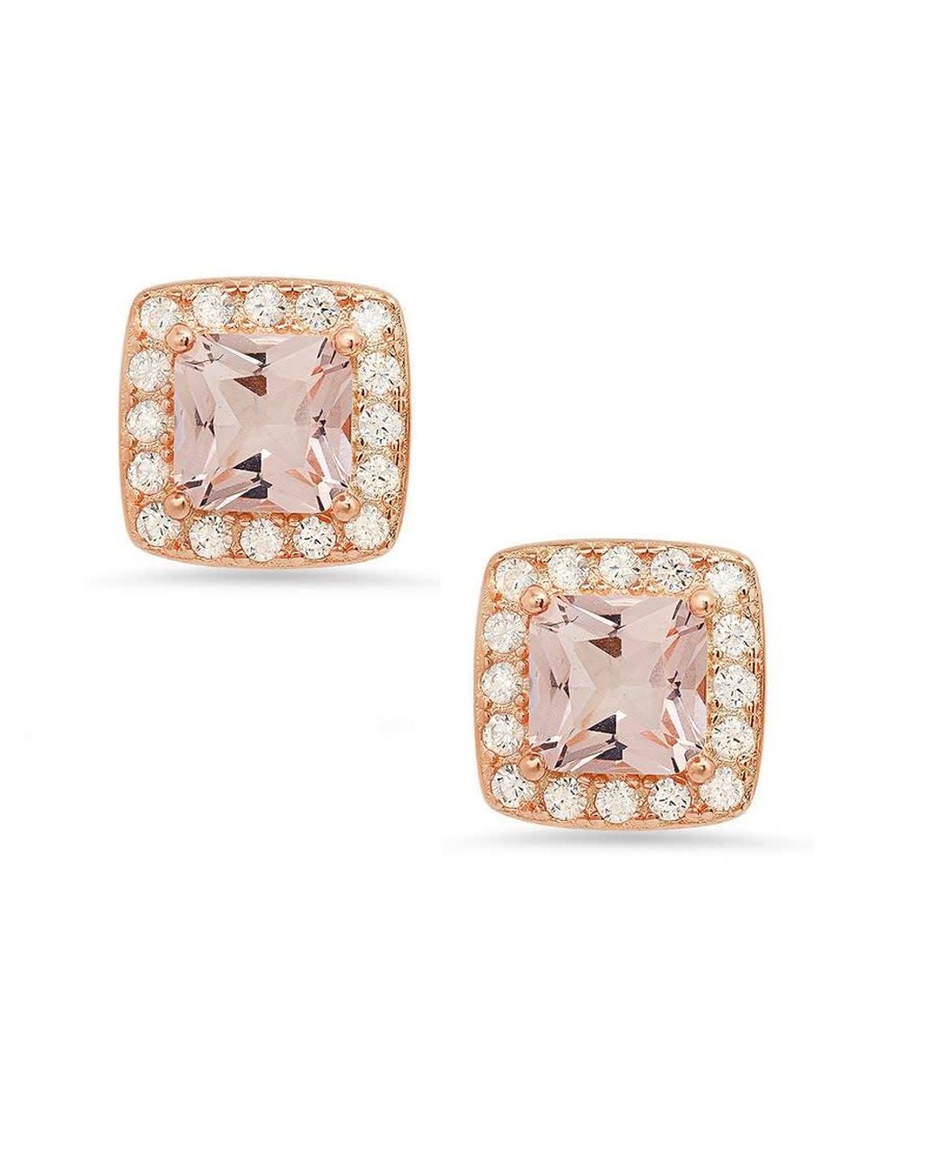 Kylie Harper Pink 14K Rose Over Morganite Cz Halo Stud Earrings for men