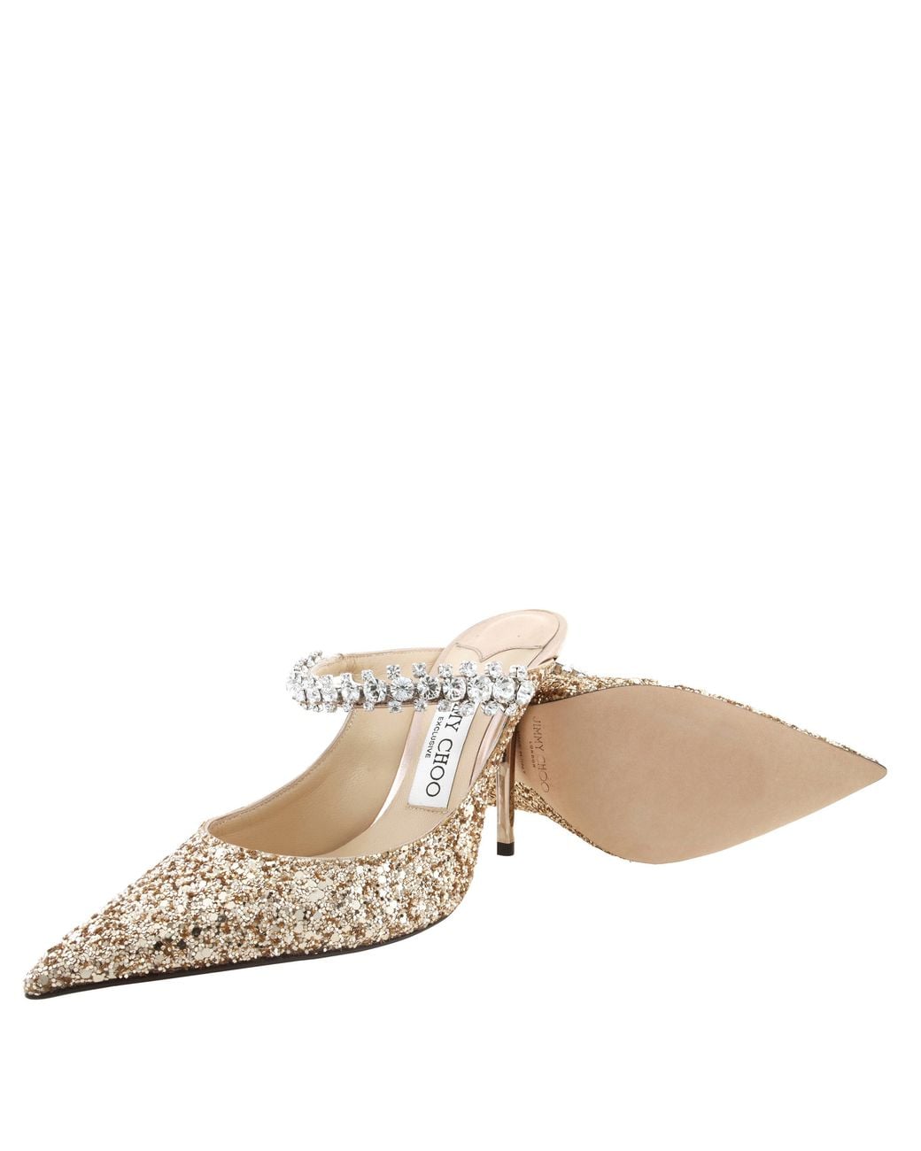 Jimmy Choo Metallic Bing 100 Coarse Glitter Mules, Brand Size 34.5 Us