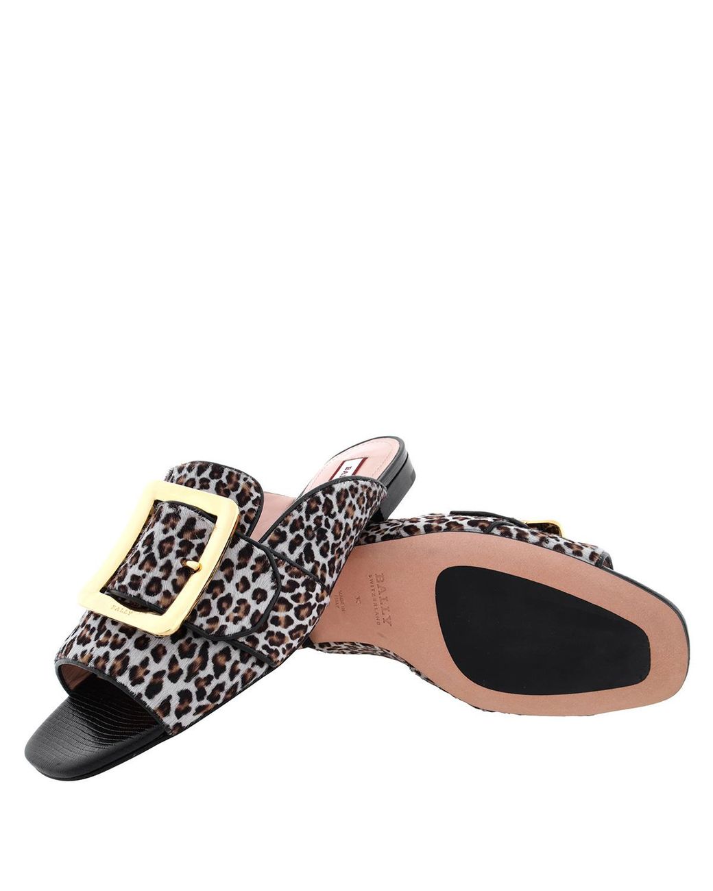 Bally White Janaya Calf-Hair Leopard Slide Sandals, Brand Size 36 Us