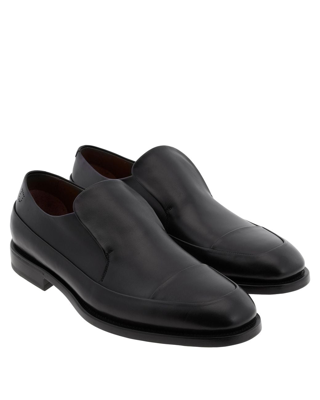 Ferragamo Black Gervasio Leather Slip-On Dress Shoes for men