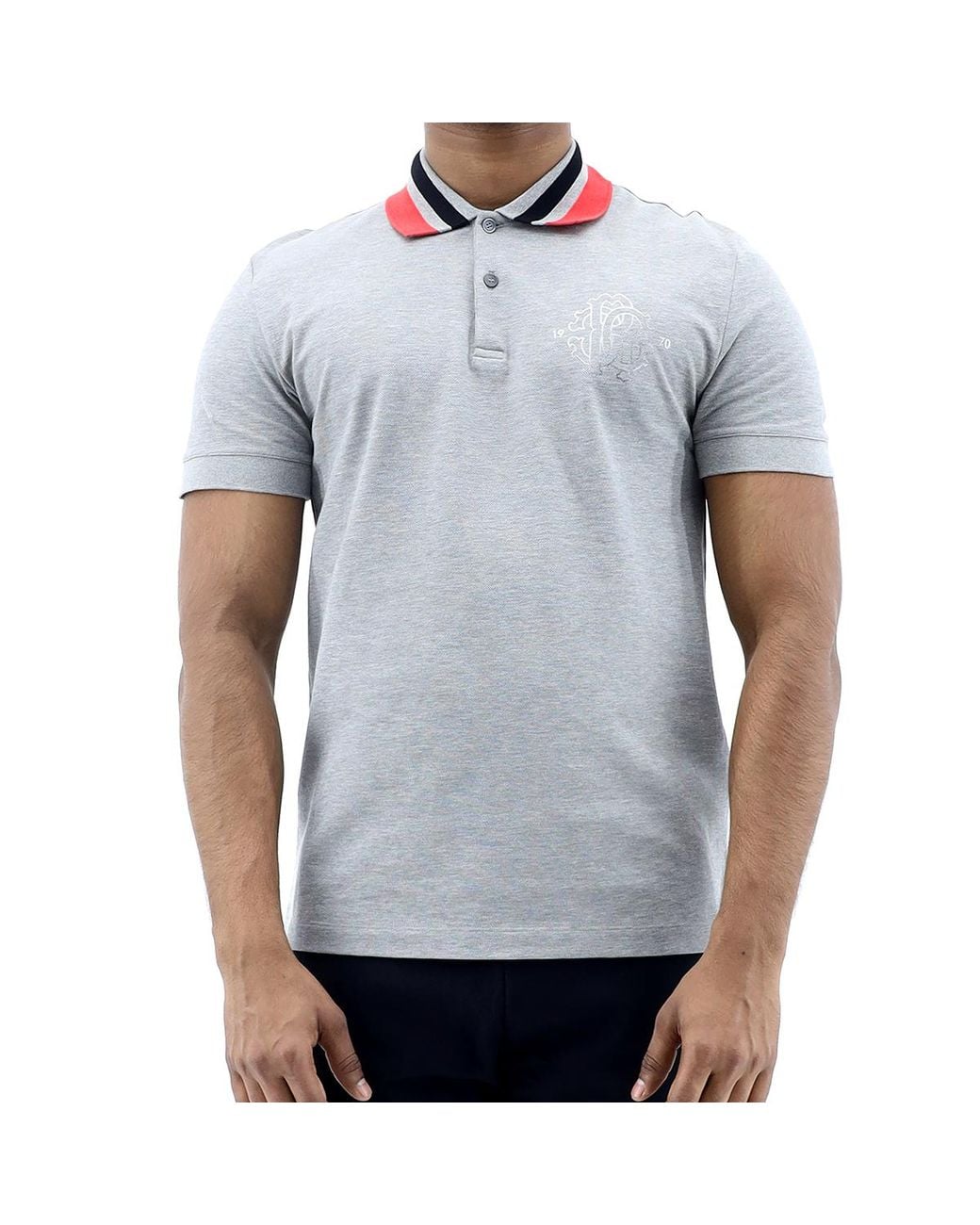 Roberto Cavalli Blue Melange Rc Monogram Polo Shirt for men