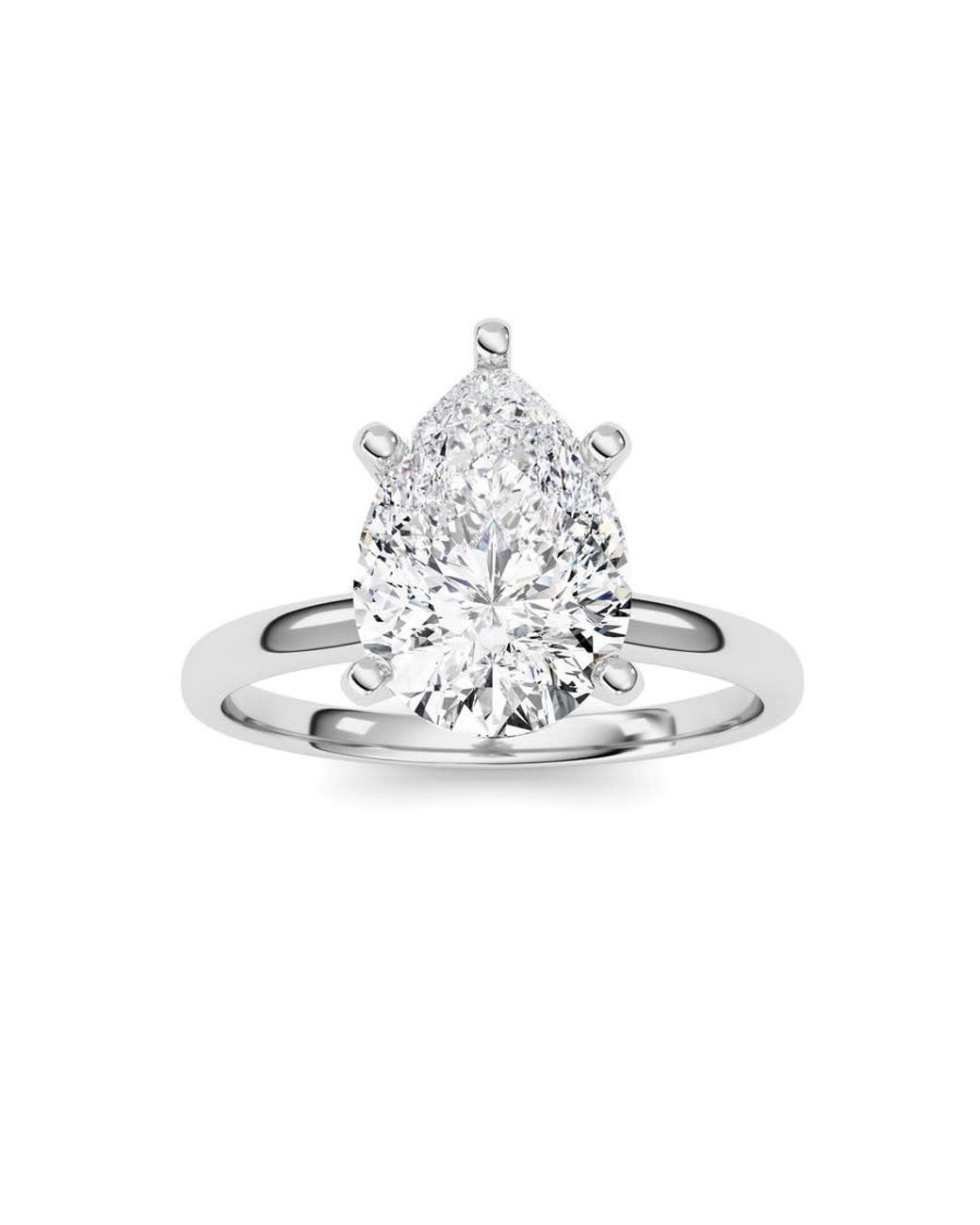 Mure And Co White 2Ctw Pear Shaped Lab Grown Diamond Classic Solitaire Ring for men