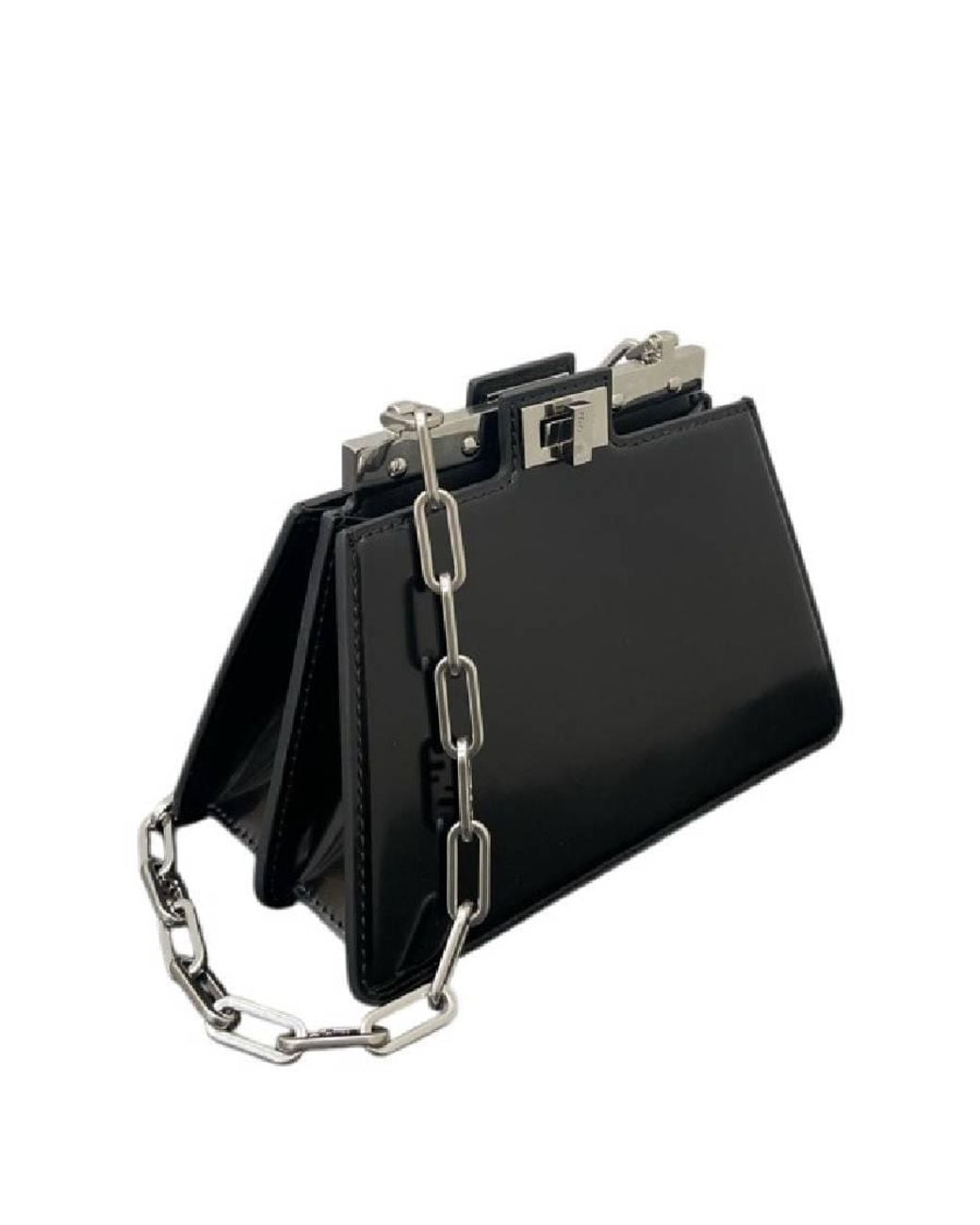 Fendi Black Peekaboo Chain-Link Handle Bag