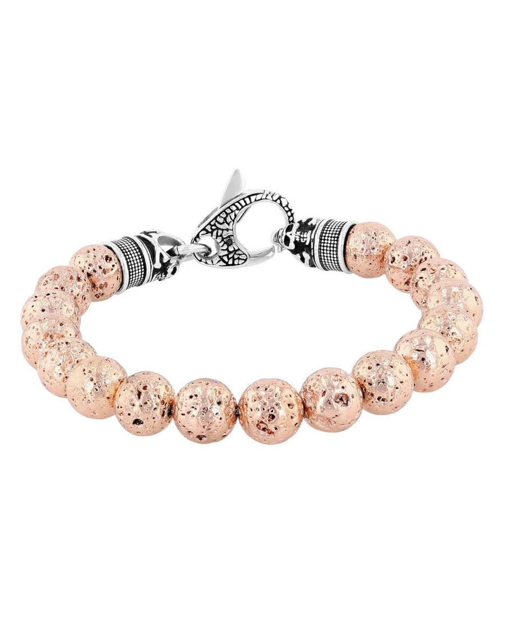 Robert Alton Pink Stainless Steel Lava Bead Bolo Bracelet for men