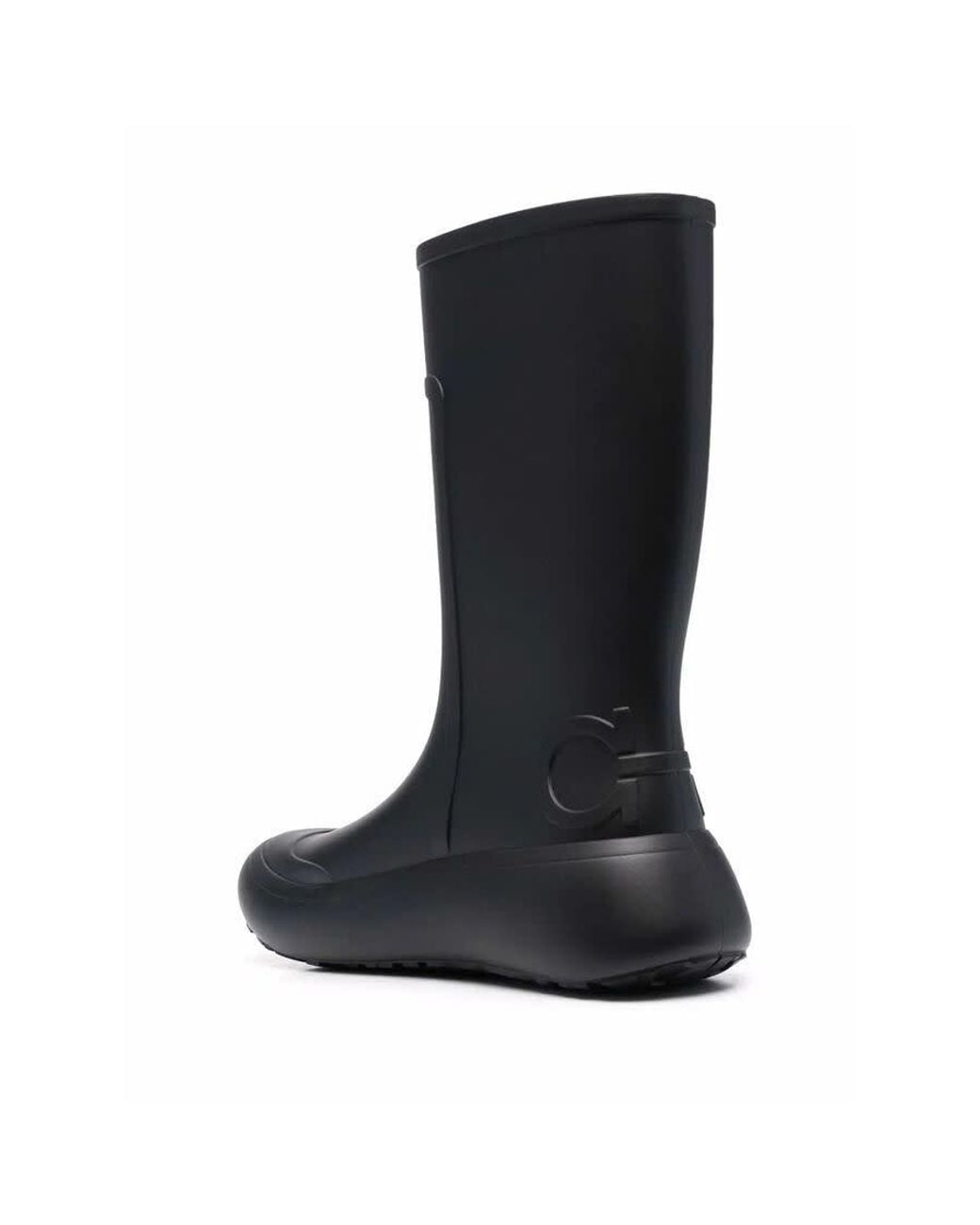 Ferragamo Black Gancini-Debossed Rain Boots
