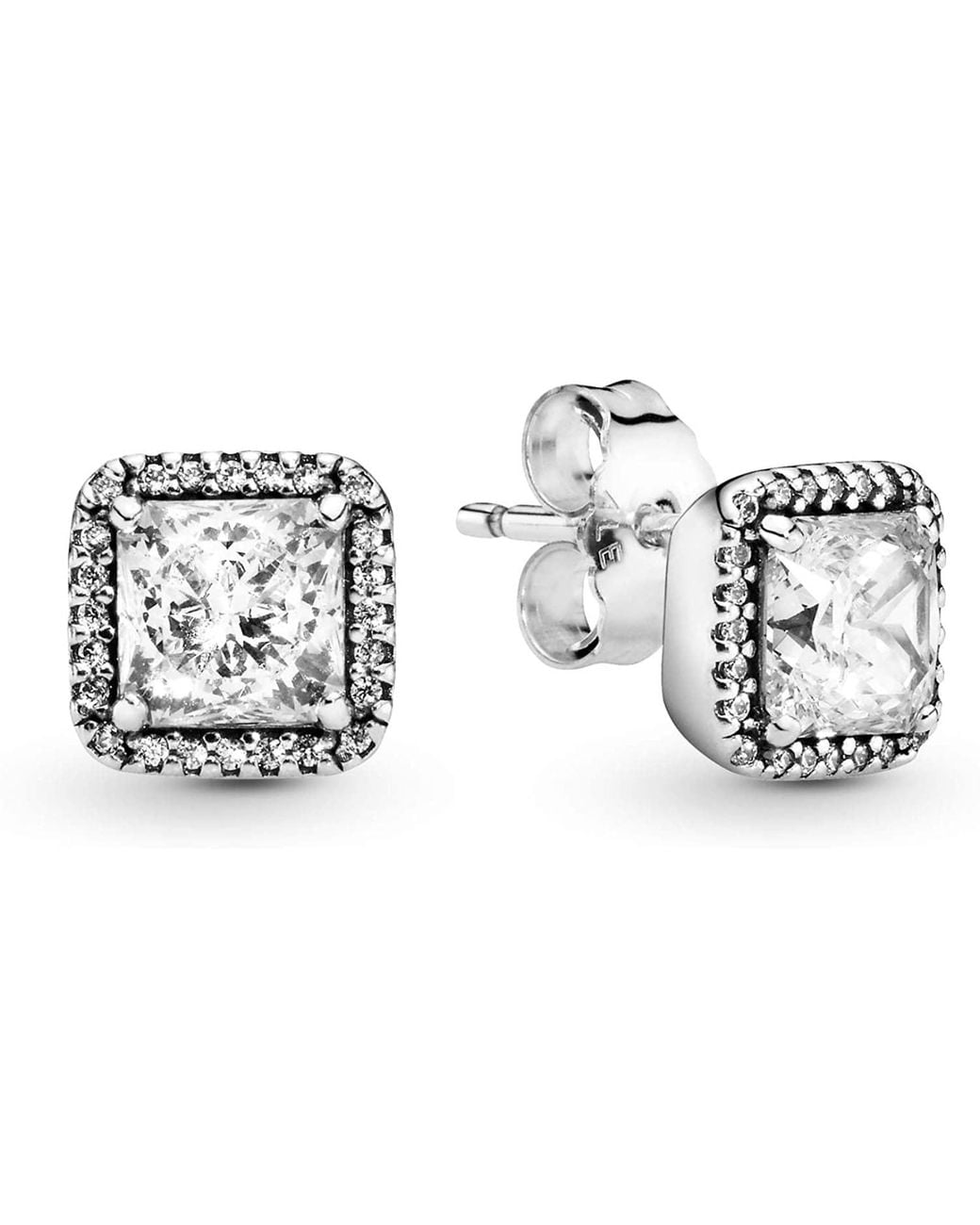 Pandora Black Square Sparkle Halo Stud Earrings for men