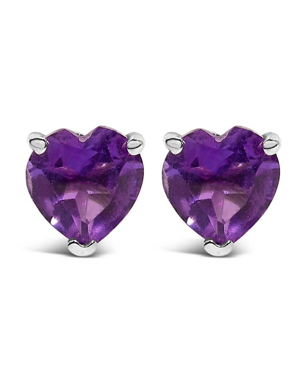 Haus of Brilliance Purple 14K 5Mm Heart Cut Amethyst Solitaire Stud Earrings for men