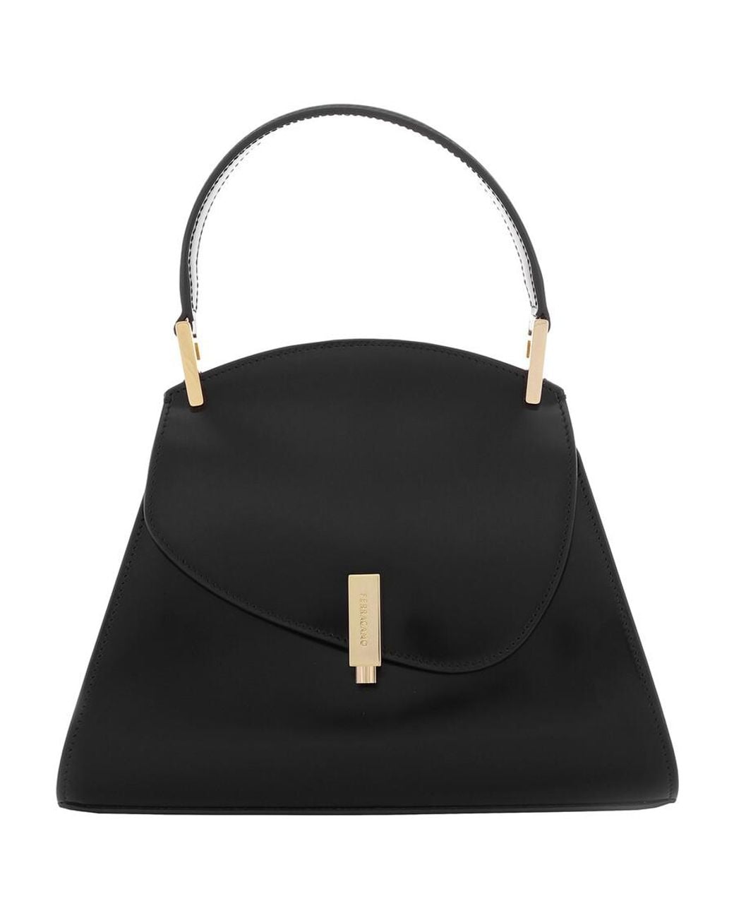 Ferragamo Black Prisma Asymmetrical Geometric Flap Small Handbag