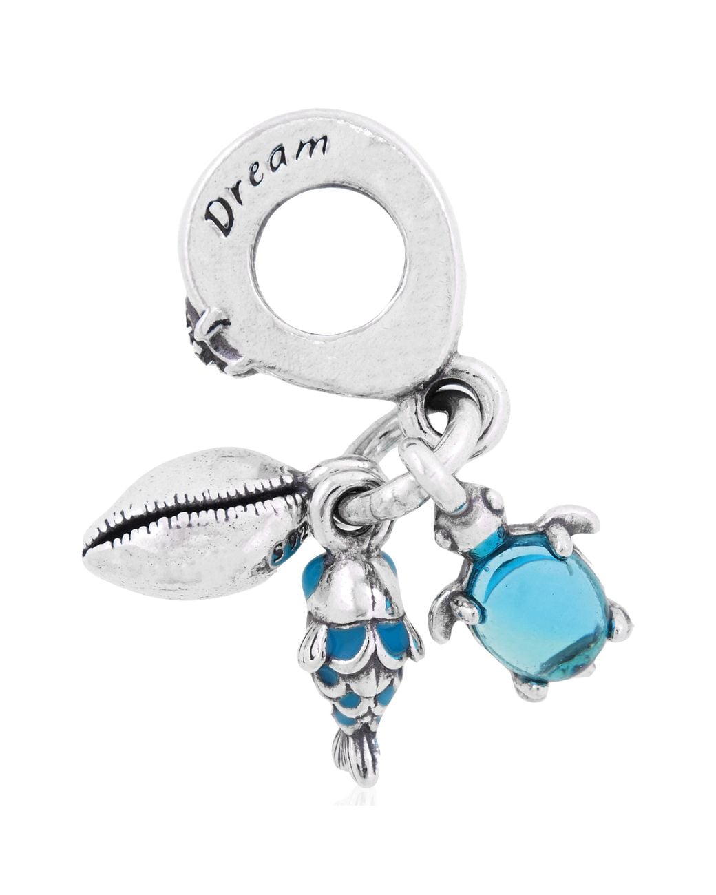 Pandora Metallic Ladies Fish, Sea Turtle & Conch Triple Dangle Charm for men