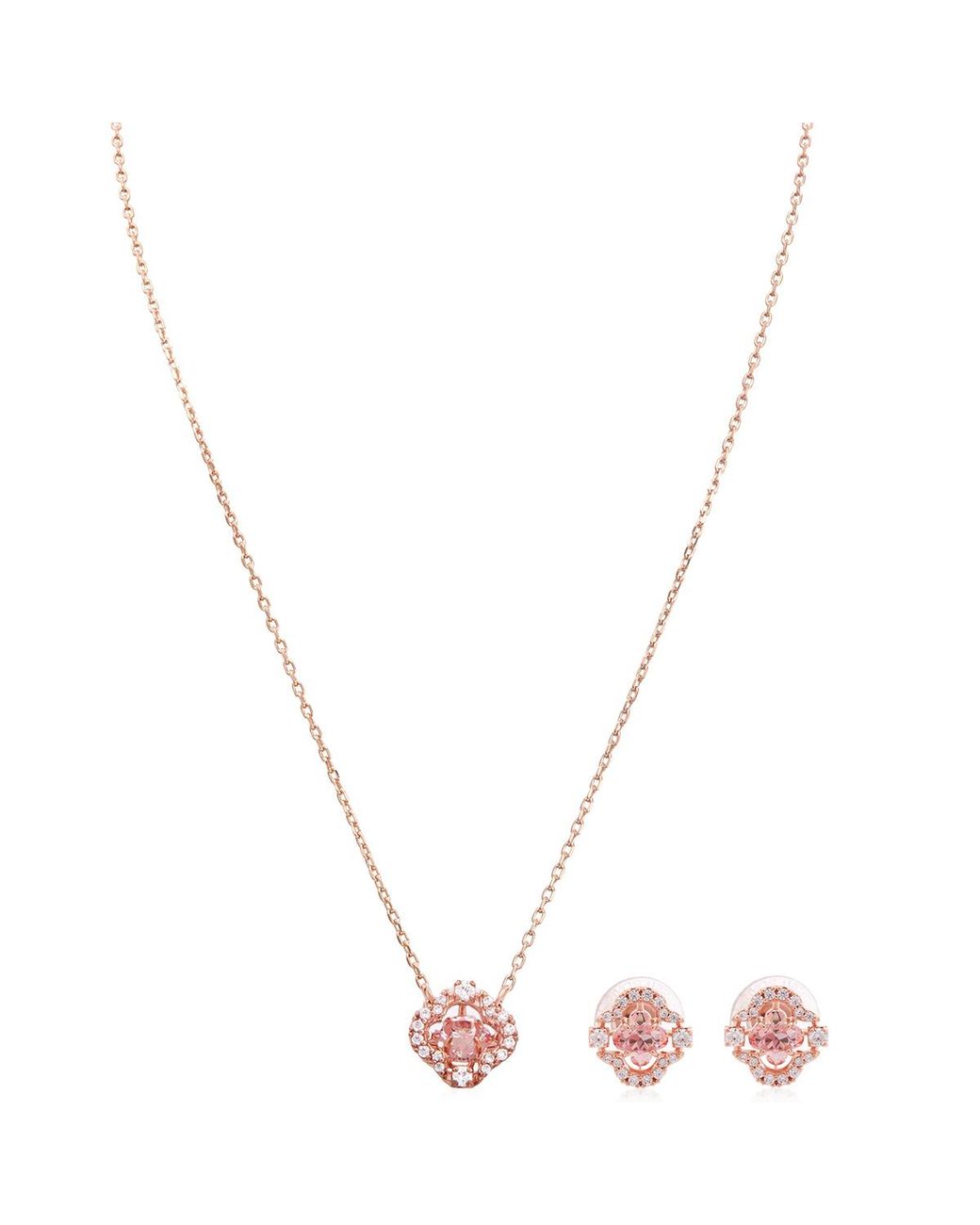 Swarovski Metallic Rose-Tone Plated Sparkling Dance Earring And Necklace Set for men