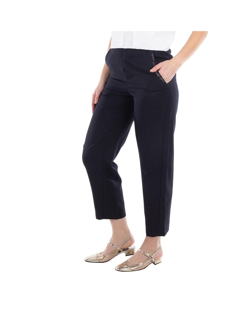 Marni Blue Straight-Leg Tropical Wool Trousers