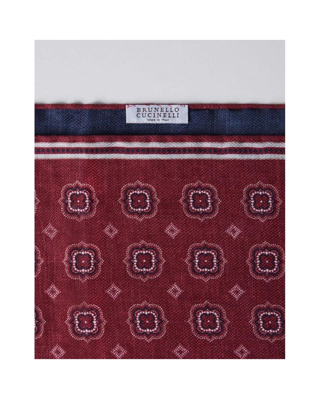 Brunello Cucinelli Red Silk Pocket Square for men