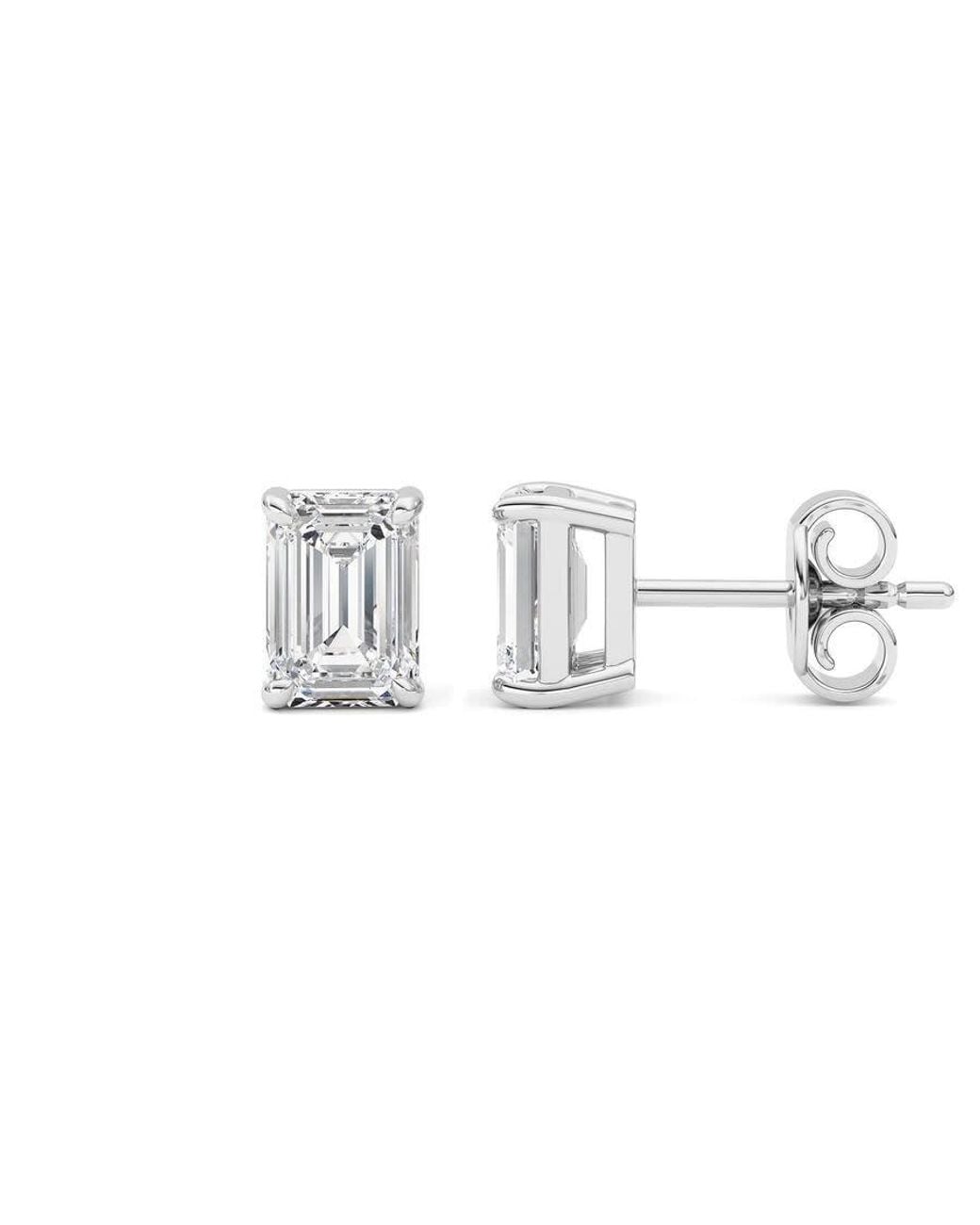 Mure And Co Metallic 2Ctw Emerald Shaped Lab Grown Diamond (F/Vs) Stud Earrings for men
