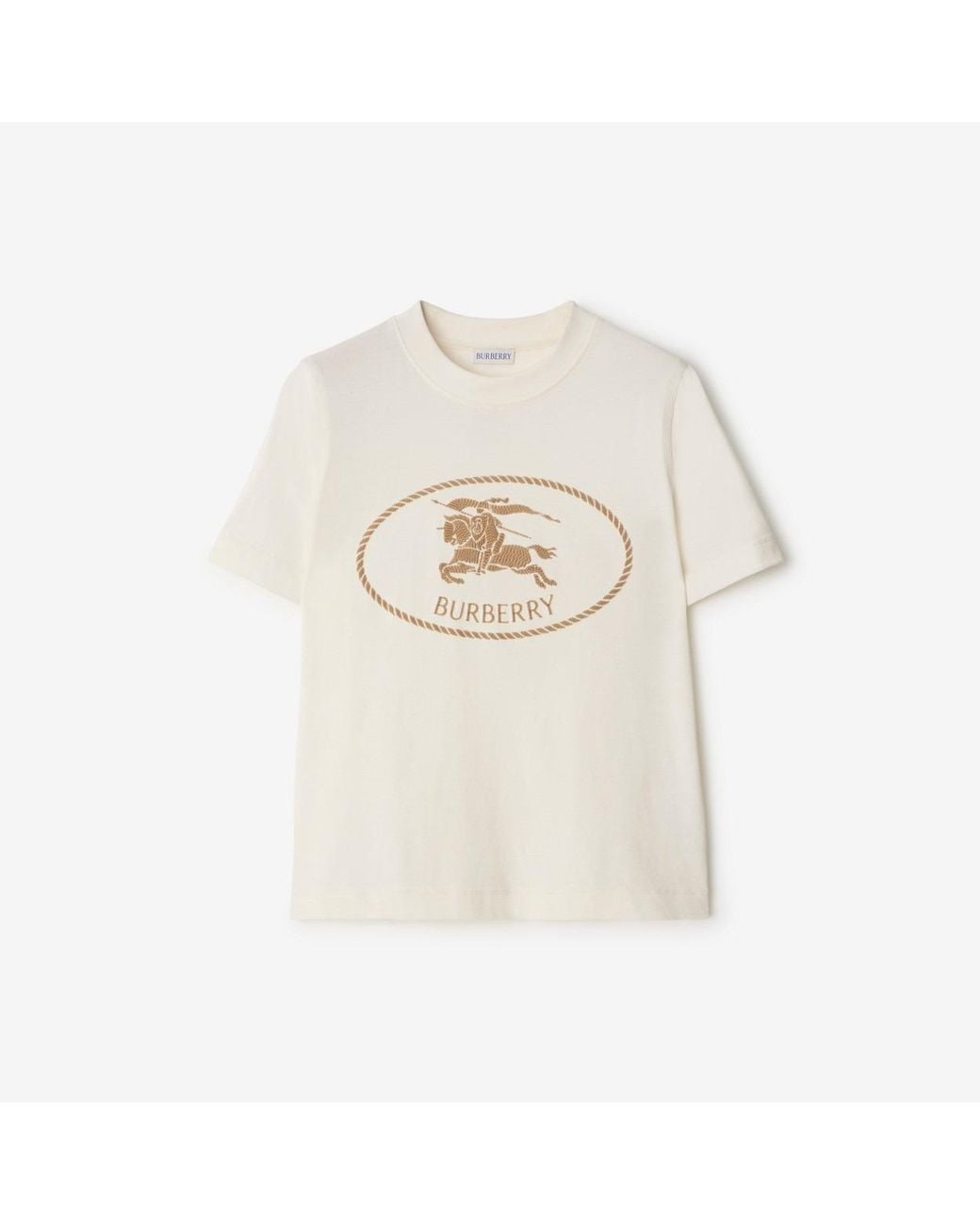 Burberry White Knight Stamp Cotton T-Shirt for men
