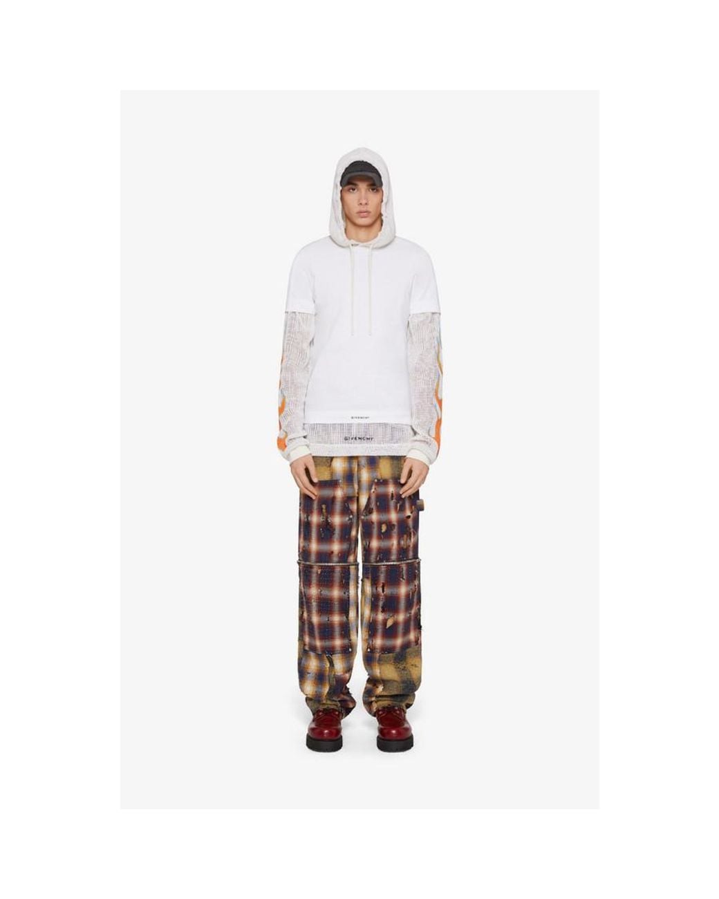 Givenchy White Jersey & Mesh Hoodie All-In-One Look8/18 for men