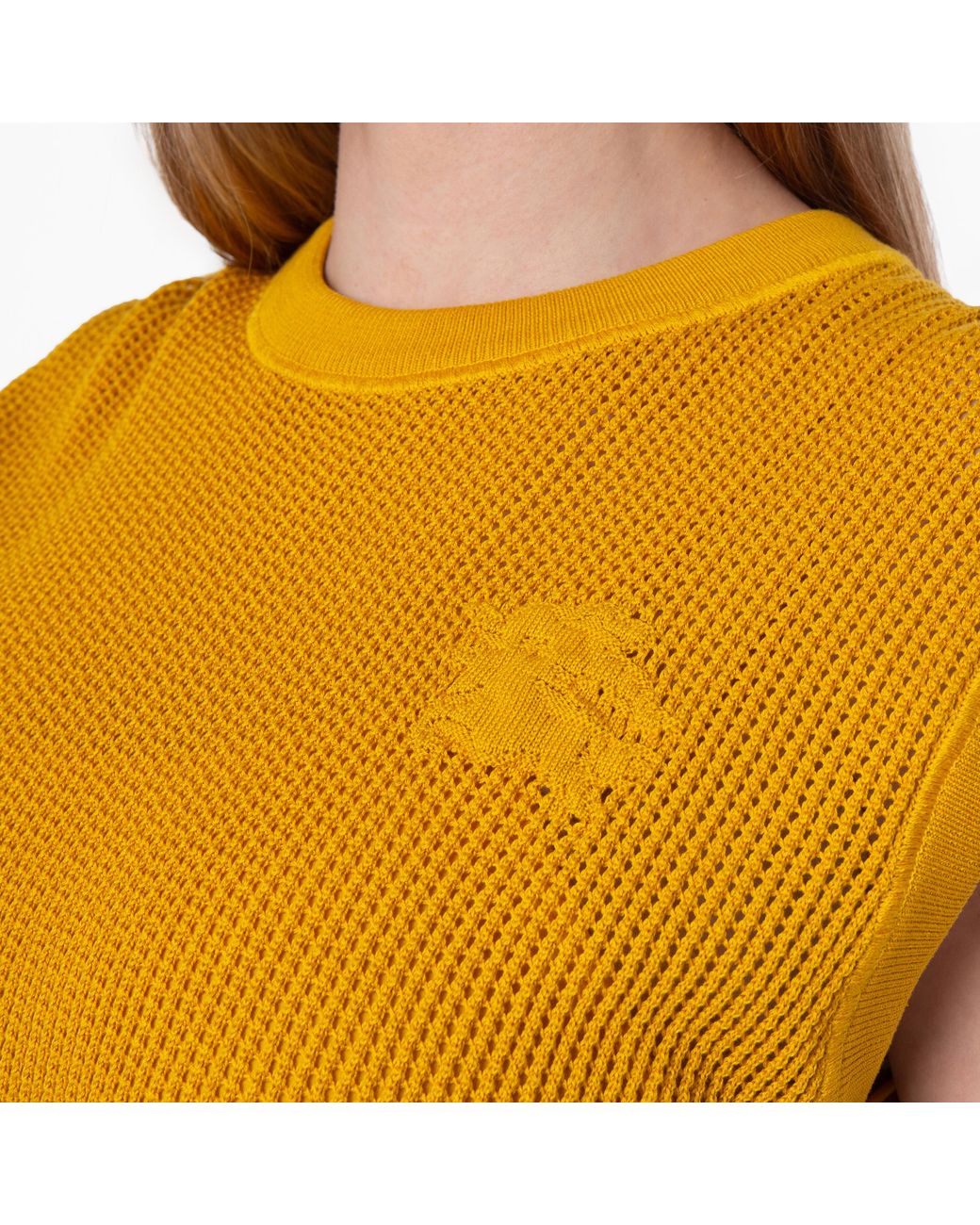 Burberry Yellow Ekd-Embroidered Cotton Mesh Dress