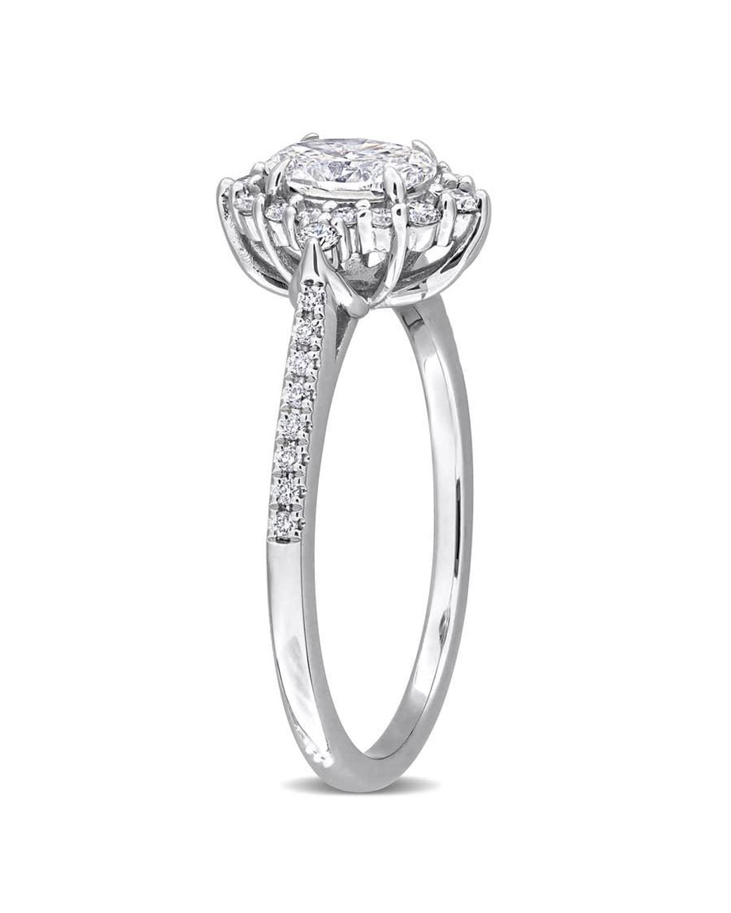 Created Forever Metallic 3/4Ct Tw Oval And Round-Cut Lab-Grown Diamond Halo Engagement Ring for men