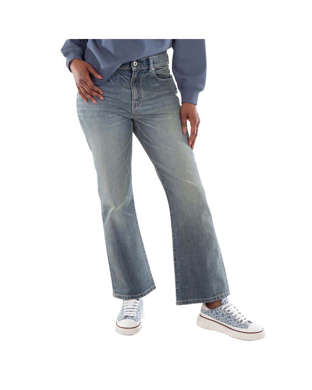 KENZO Blue Logo-Patch High Waisted Jean, for men