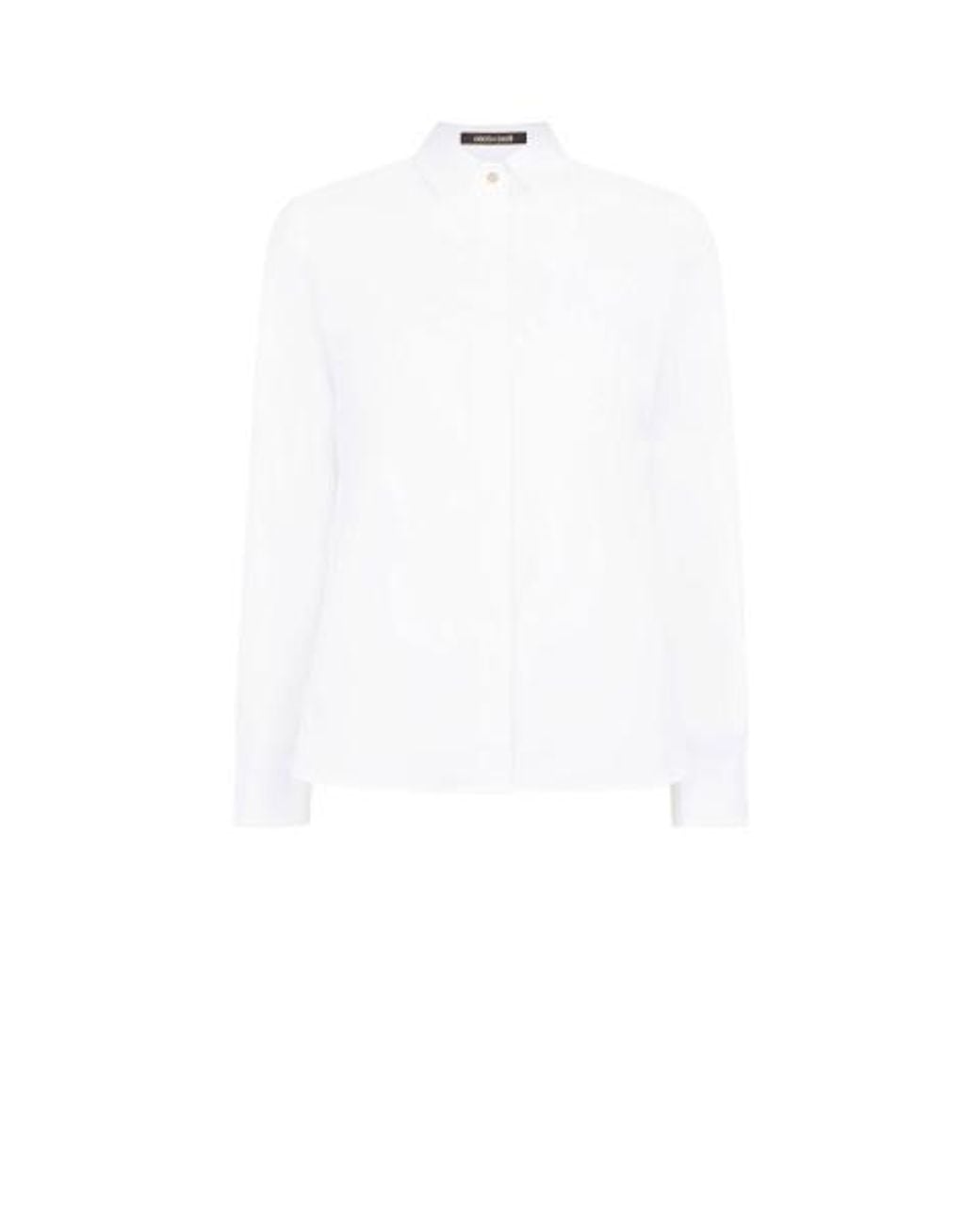 Roberto Cavalli White Cotton Mandarin Collar Shirt, Brand Size 42 Us for men